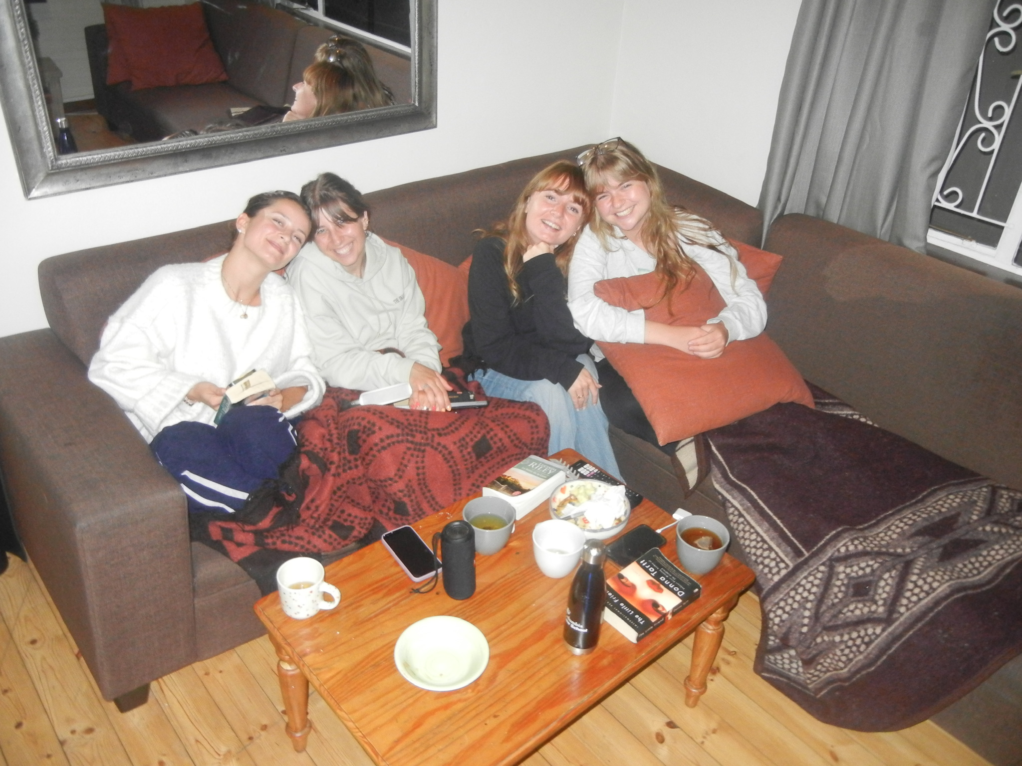Relaxing with my housemates
