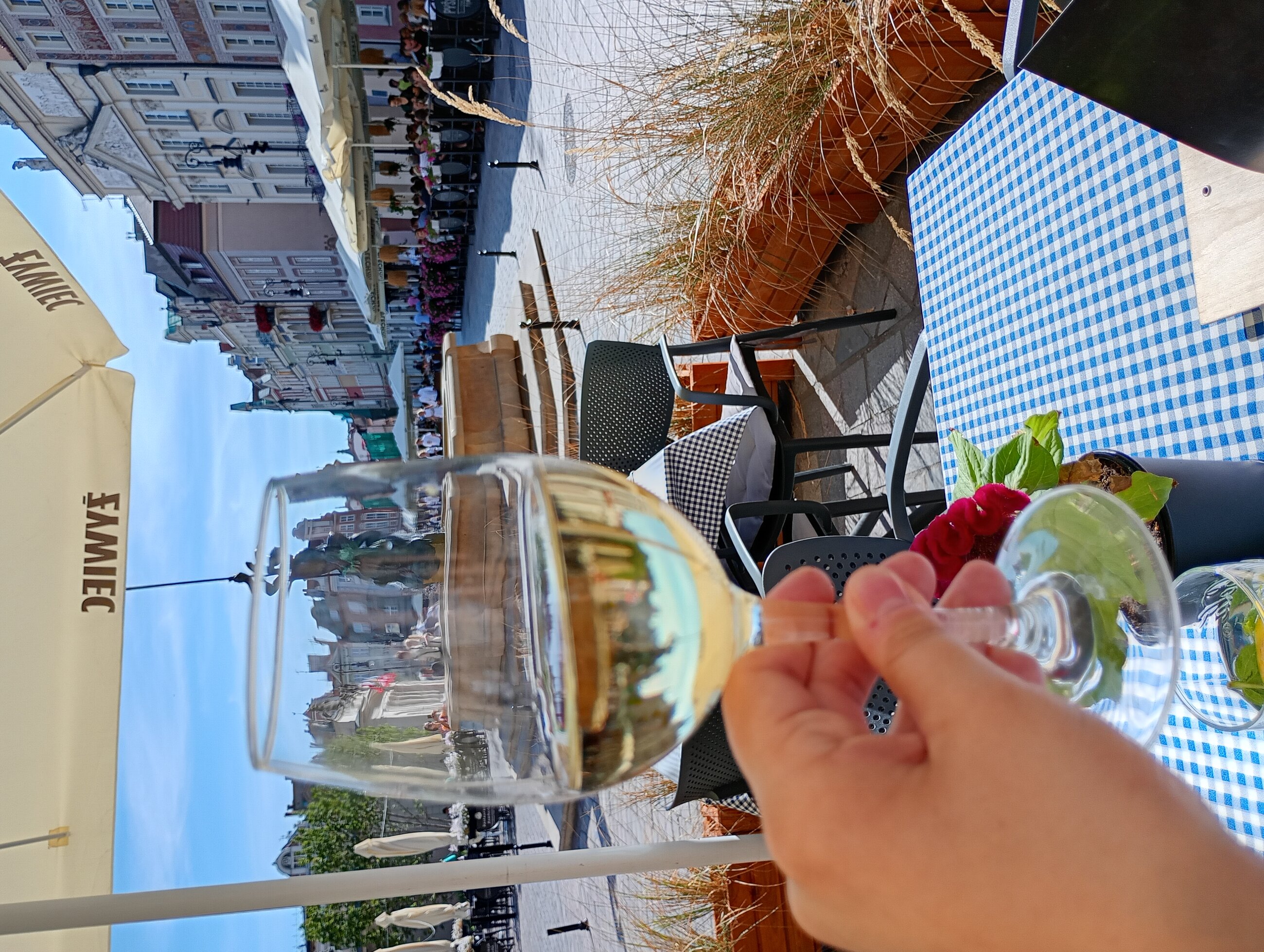 Having a drink in Poznan rynek