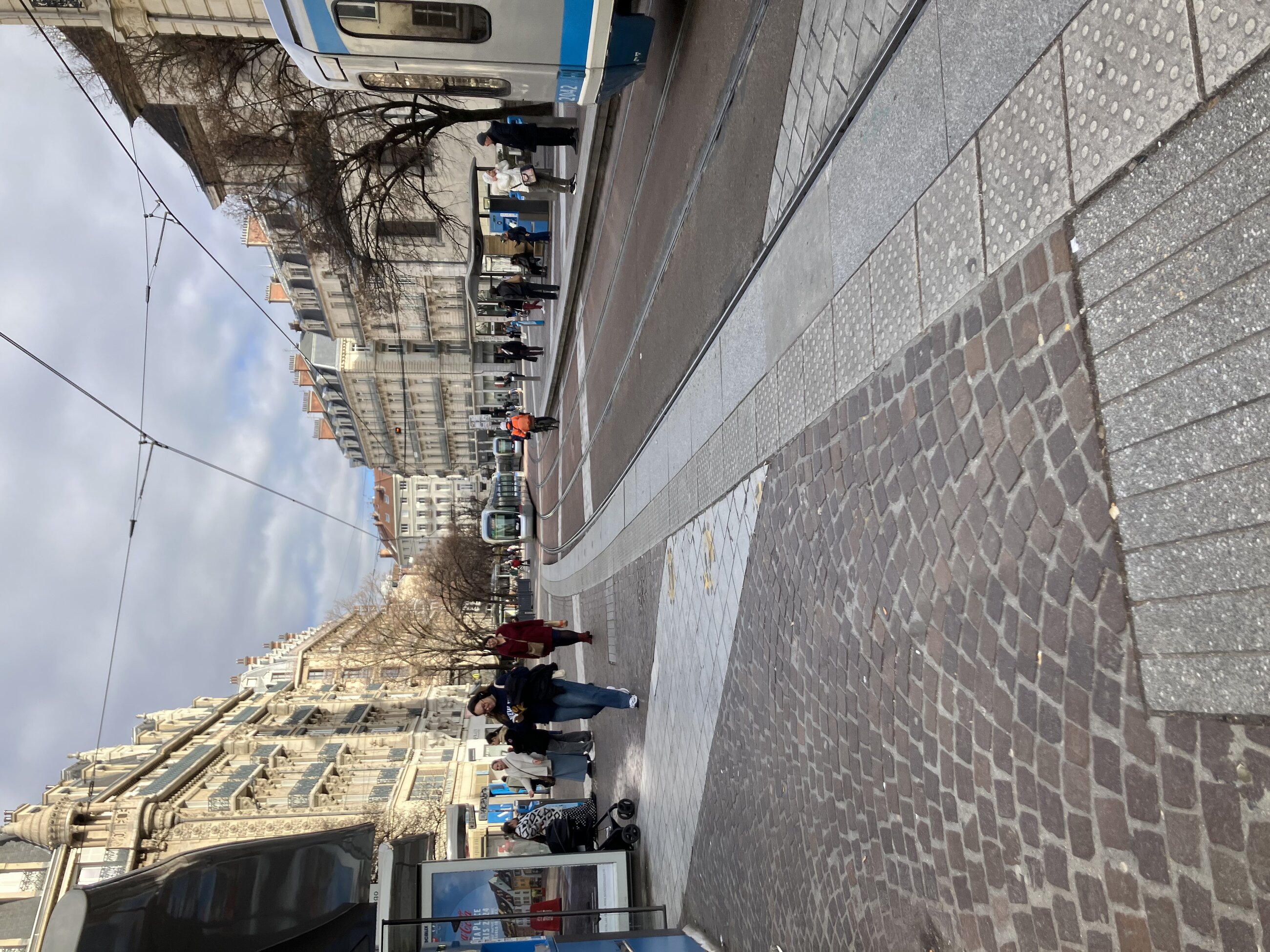 Street and tram view in the Centre Ville of Grenoble