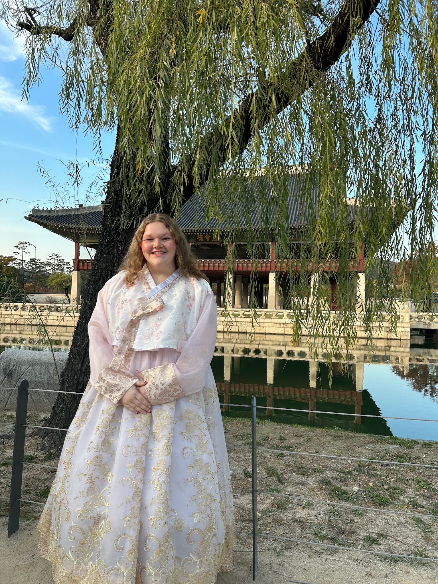 Wearing a Hanbok (tradition Korean clothes) for the first time