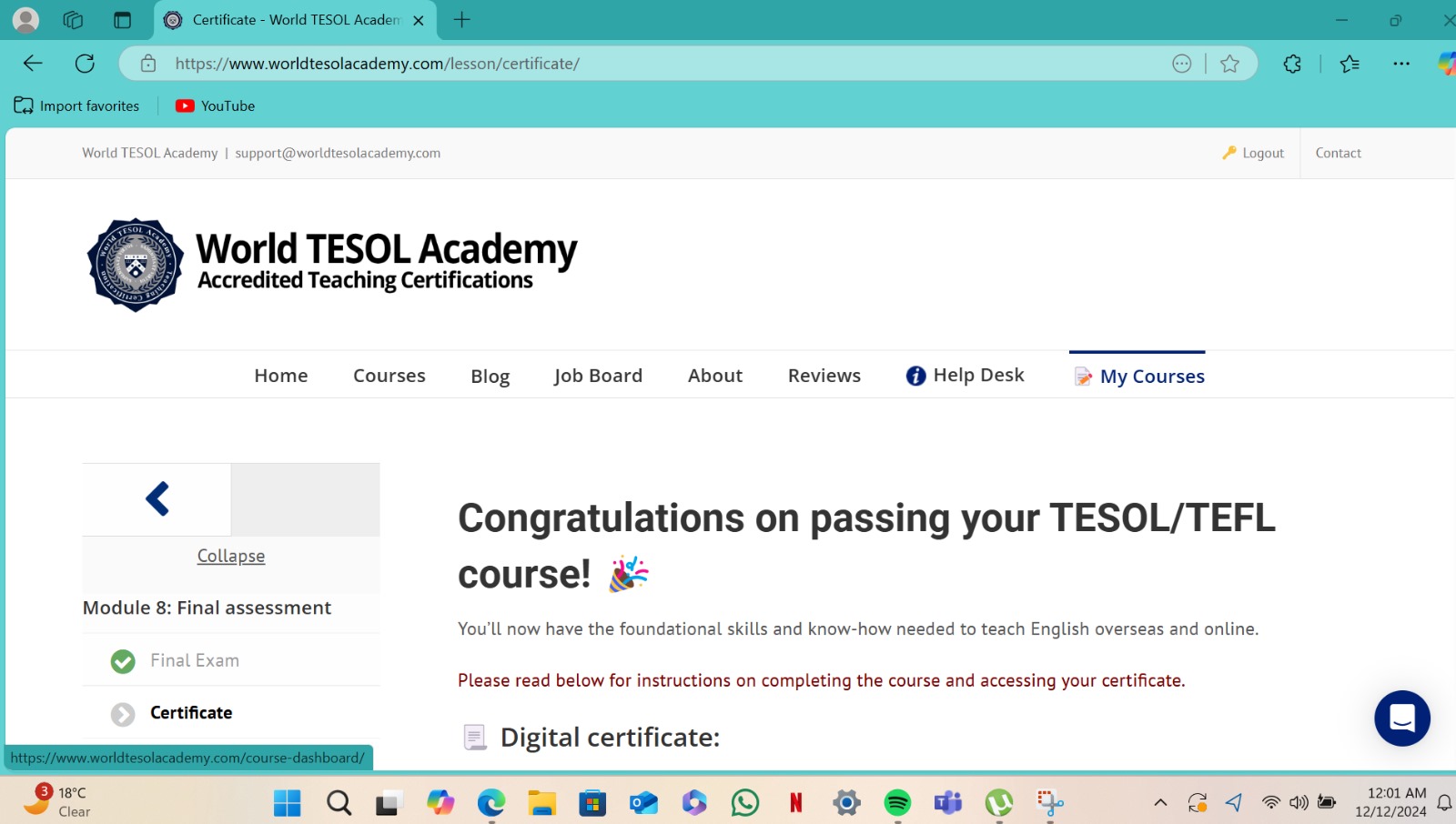 Serves as a memory of being part of the academy and by far it is my best achievement of the year