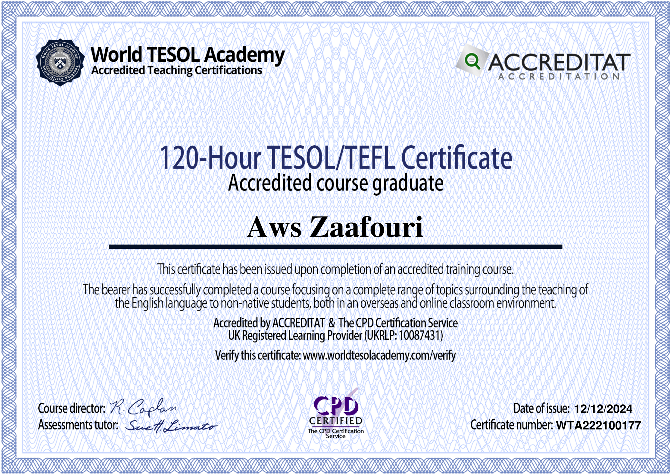 My Accredited Certificate