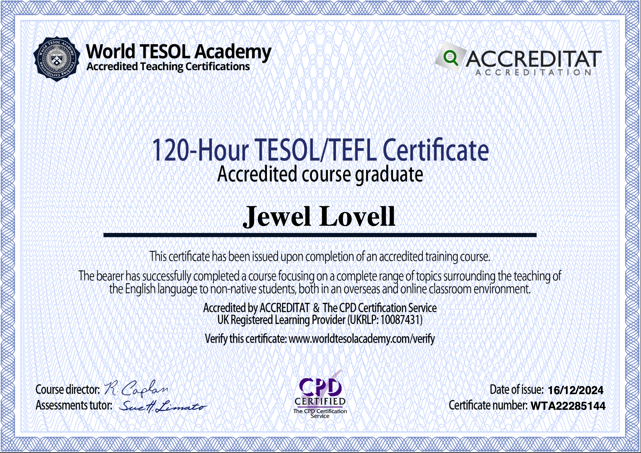 My Brand New Certificate