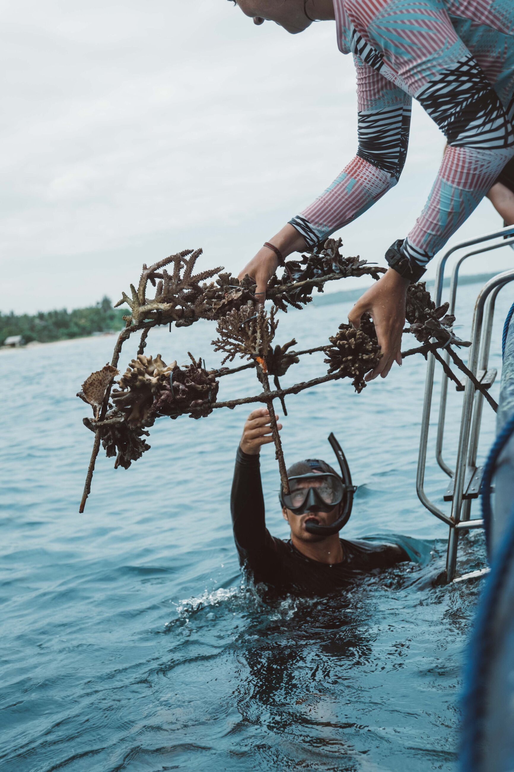 Dropping coral restoration structures like nobody's business!