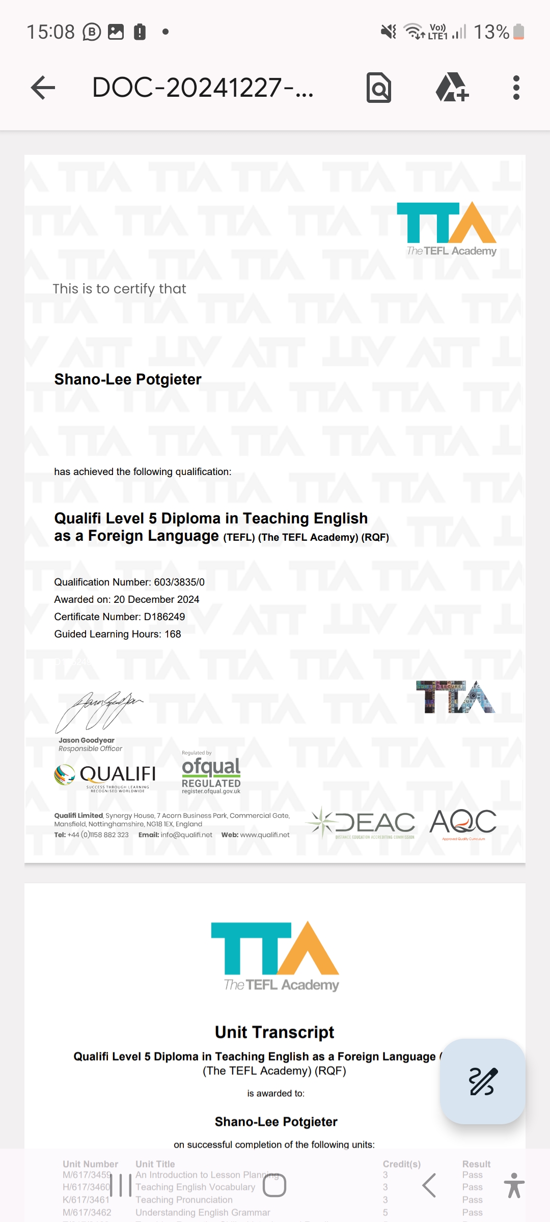 TEFL-Certificate