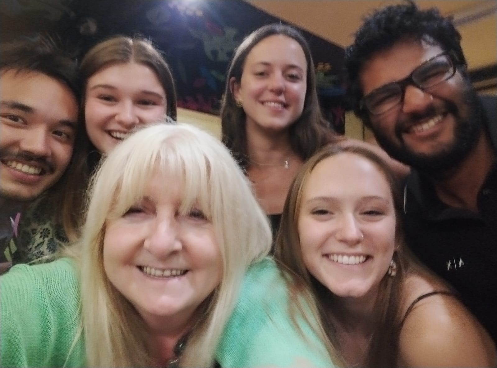 This is a photo of my Spanish class and our professor (who we LOVED) at dinner together!
