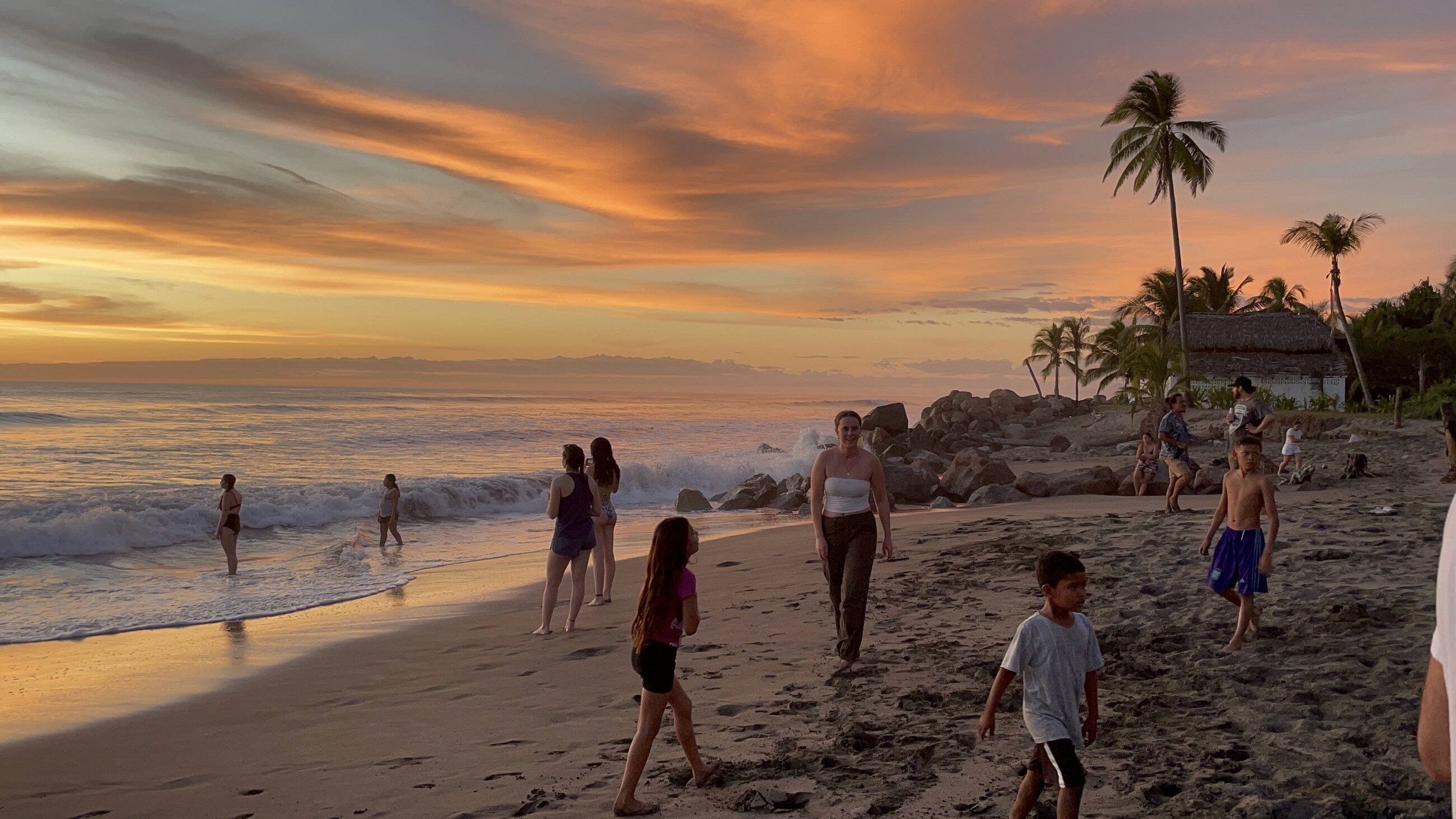 watching the sunset with the children of the village!
