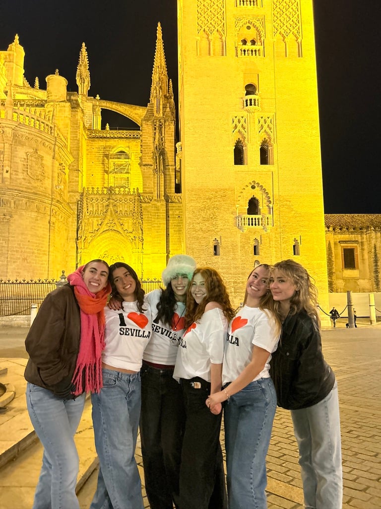 A group girls in my program went around Sevilla during the last week to take photos with all of the main attractions wearing shirts that say "I <3 Sevilla." This was one of the last super bonding moments. This specific photo is in front of the Sevilla Cathedral.