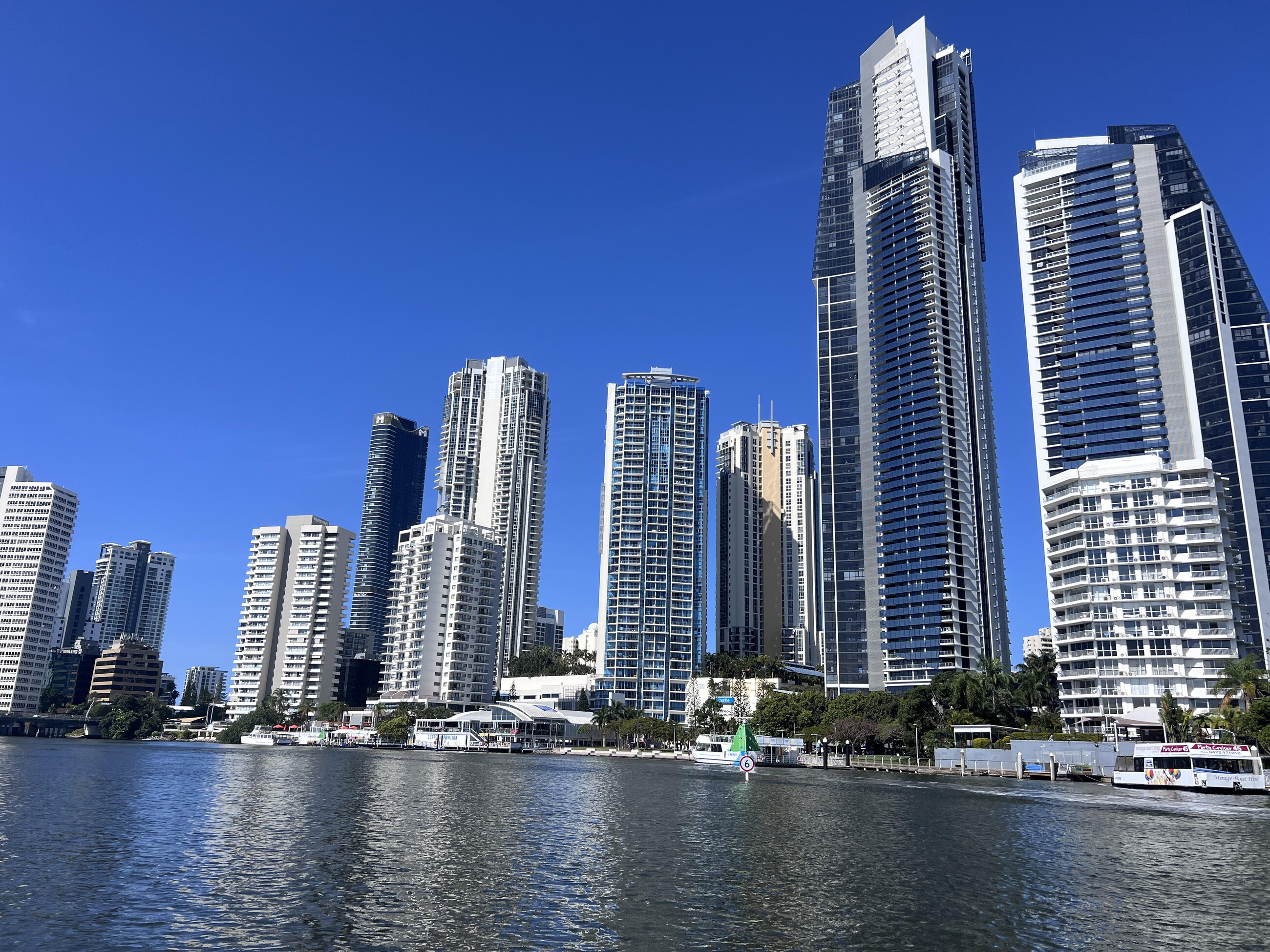 The Gold Coast as seen from the water, back channels are accessible through boat rentals.