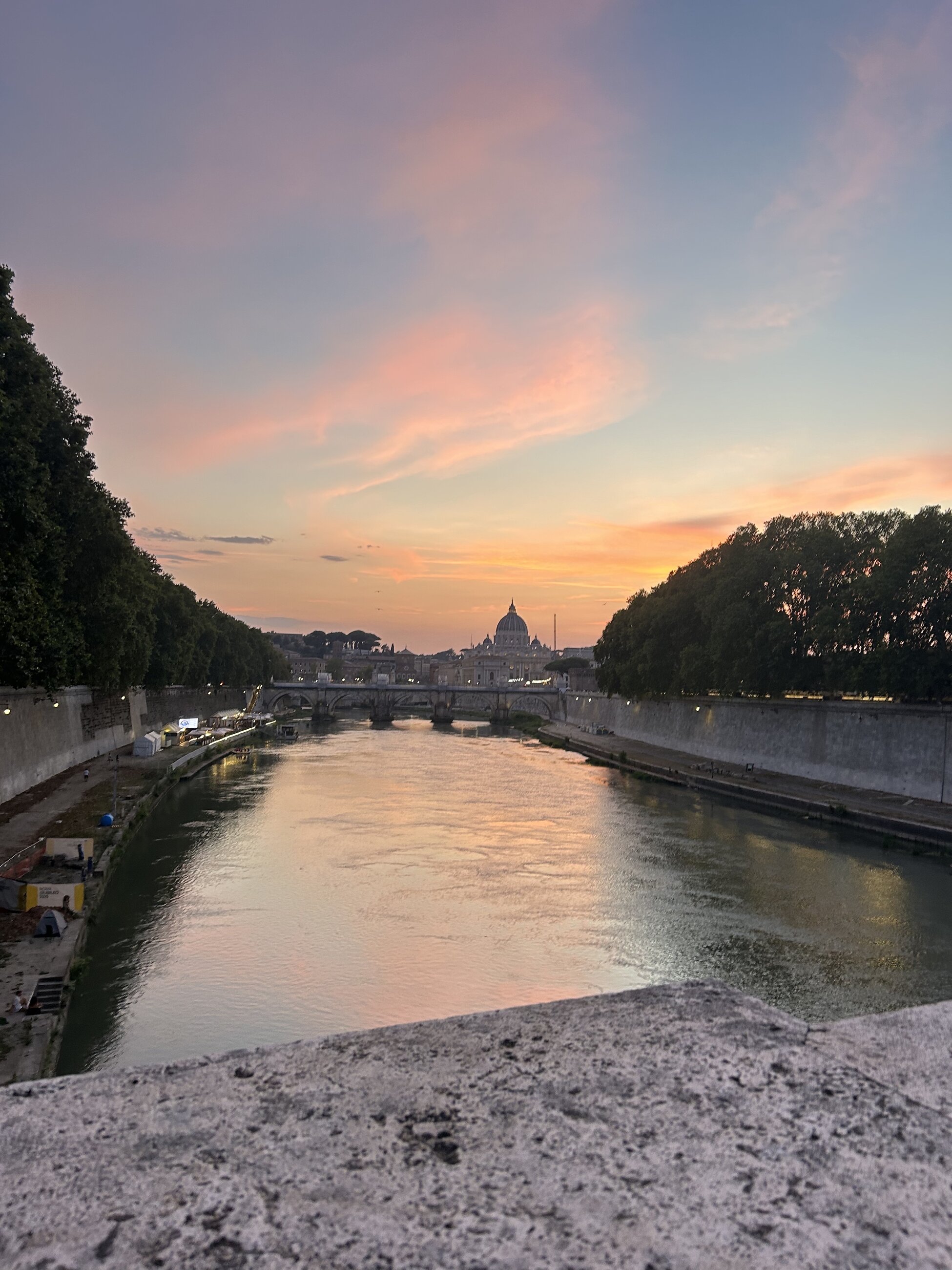 Sunset view of the Vatican and the Tiber