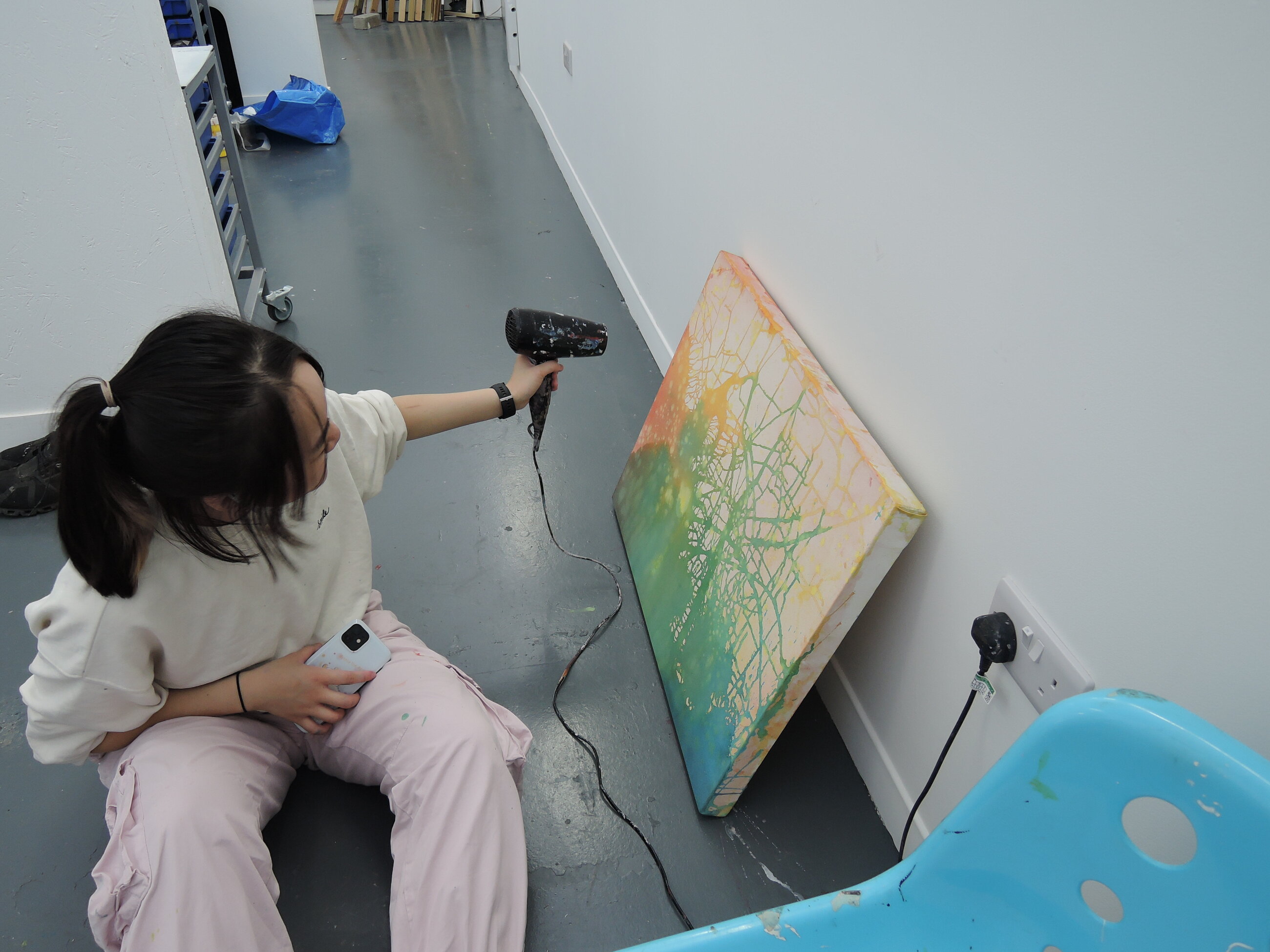 Working on the painting