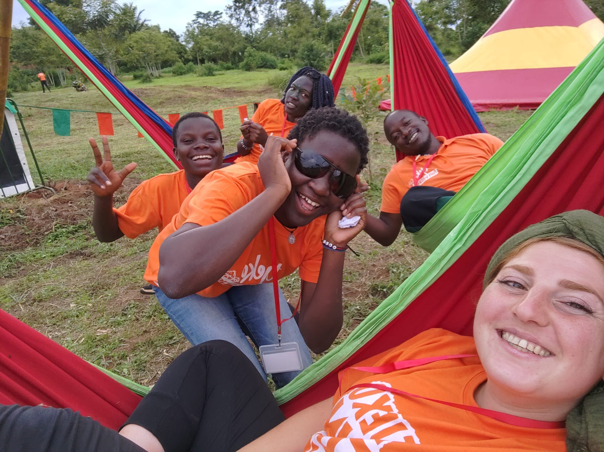Testing out the hammocks that one of the student's mothers made for the Fun Village – how chill does this look?!