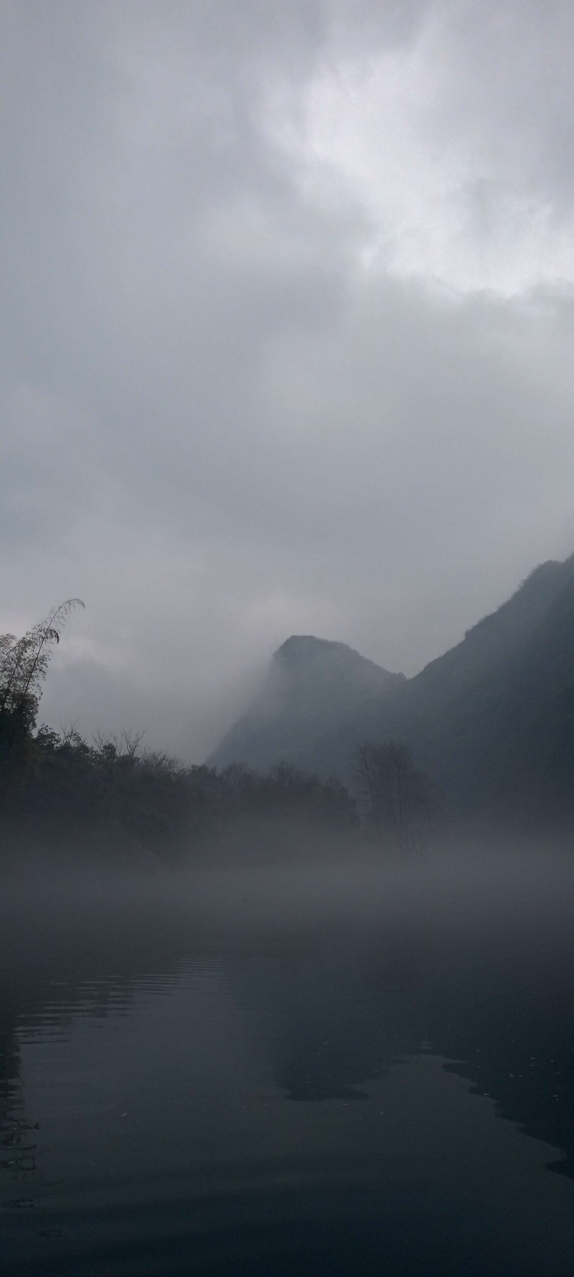 View of a misty lake where we had lunch for a CLI activity.