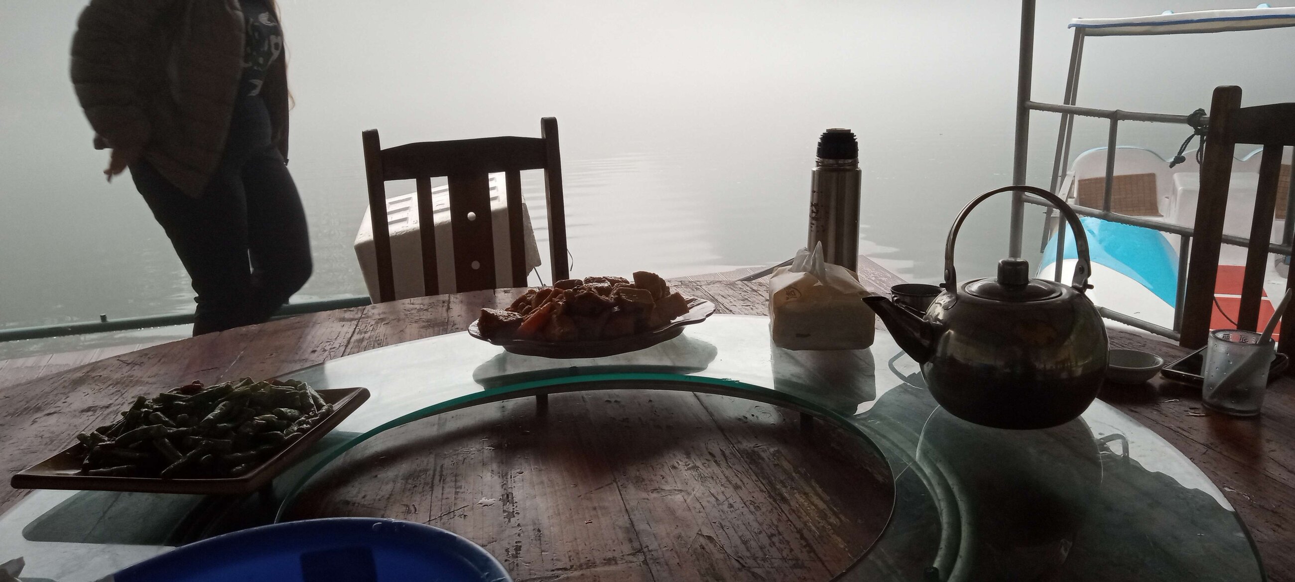 Lunch on the misty lake, best meal and CLI activity I have done.