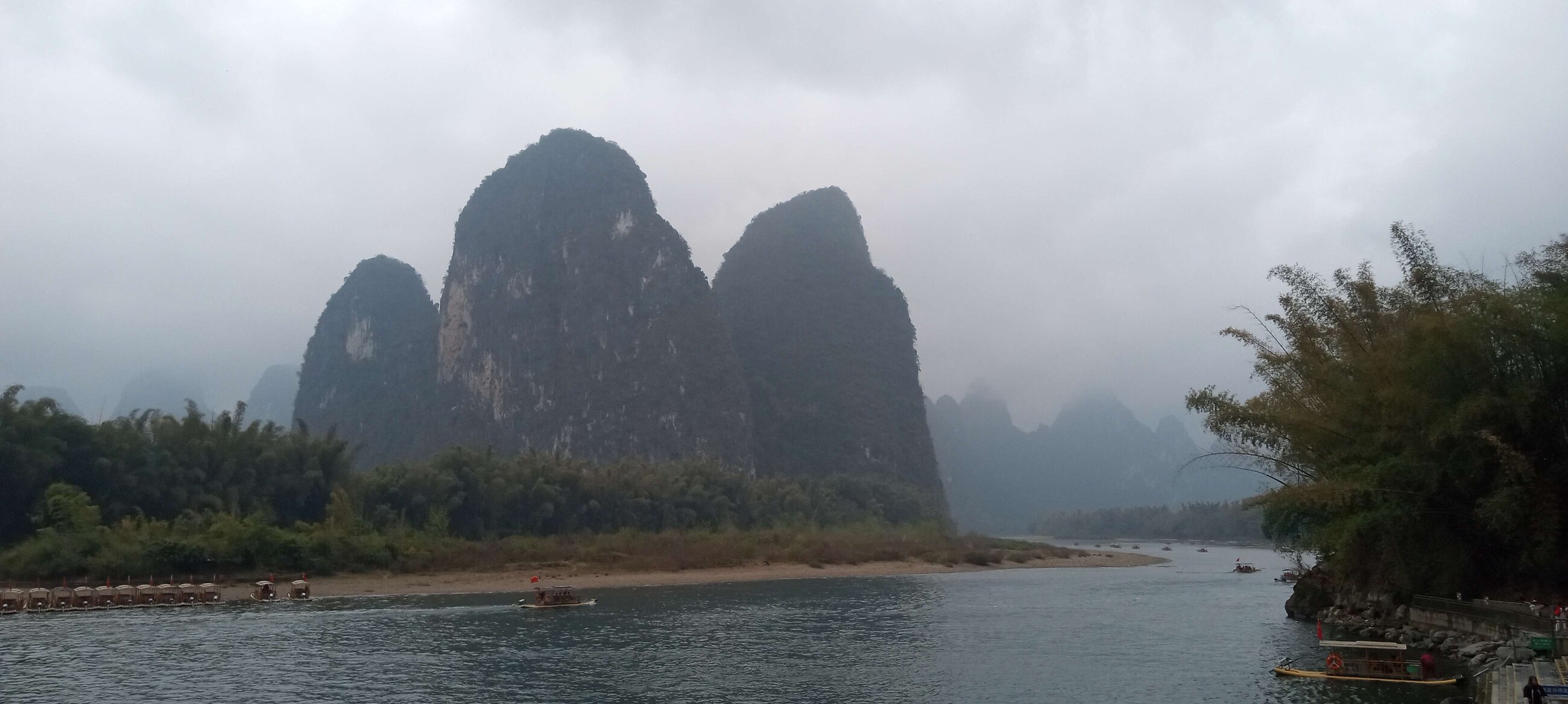 The famous mountains of Yangshuo, this view is featured on the 20 yuan bill.