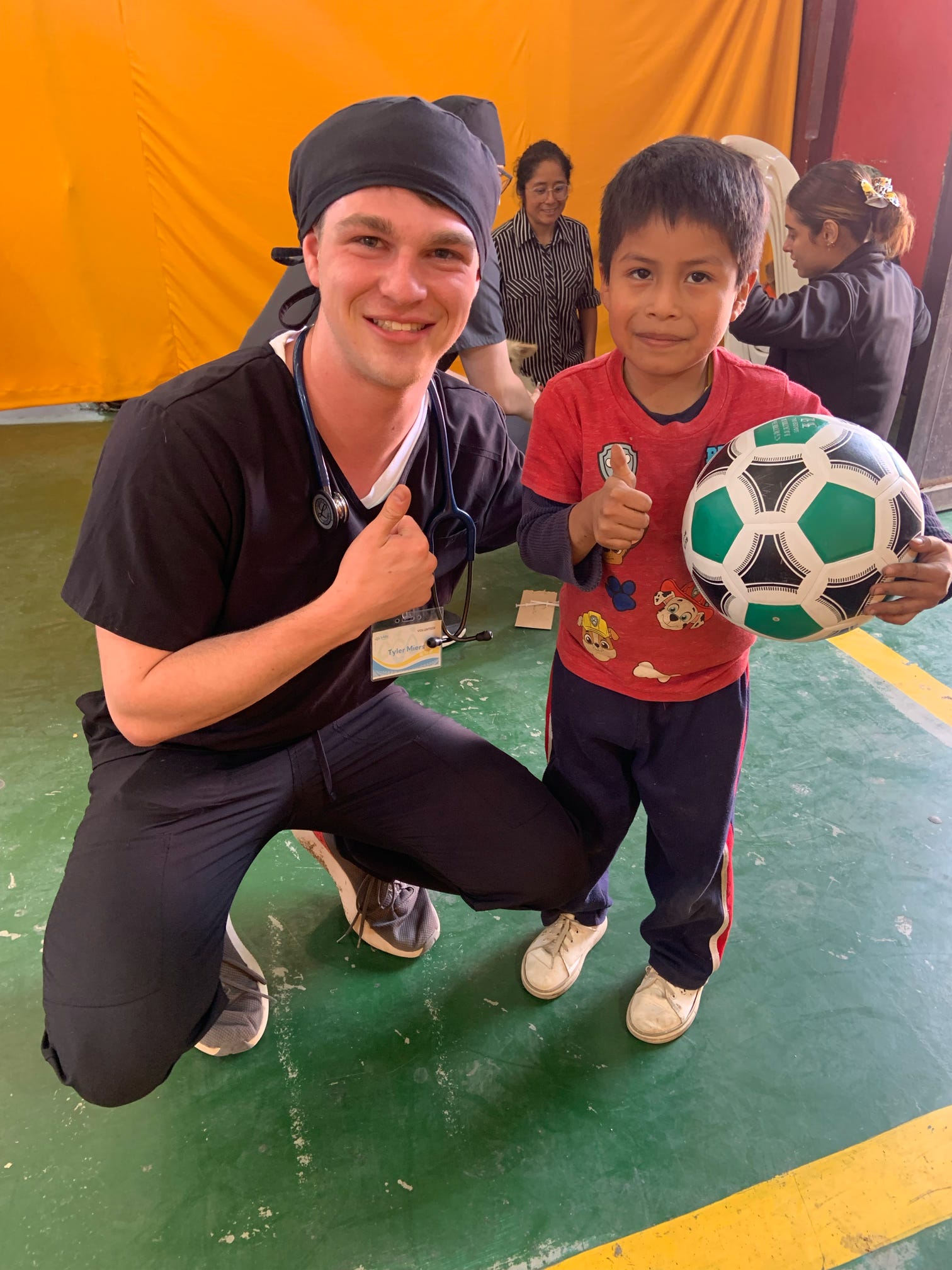 I gave a soccer ball to a little boy at one of the clinic days!