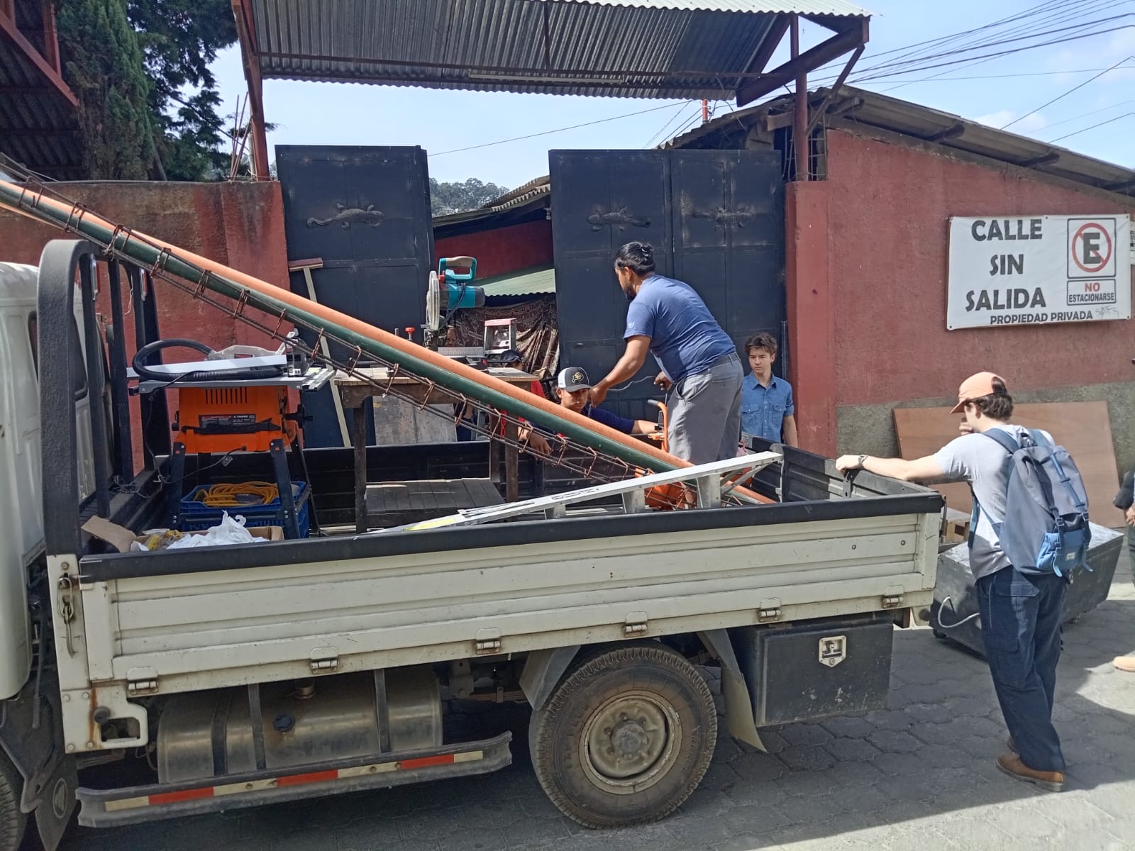 Loading up the truck before changing sites
