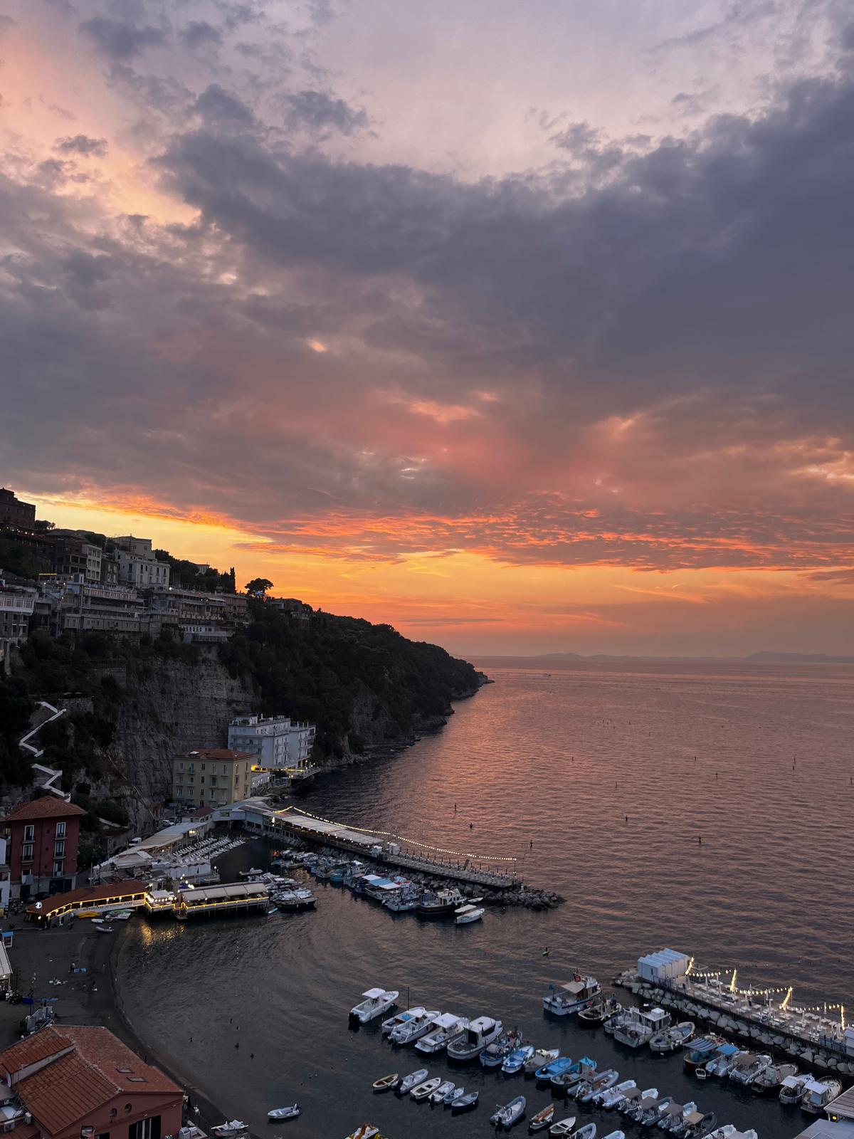 The beautiful sunset from the balcony of Sant'Anna Institute