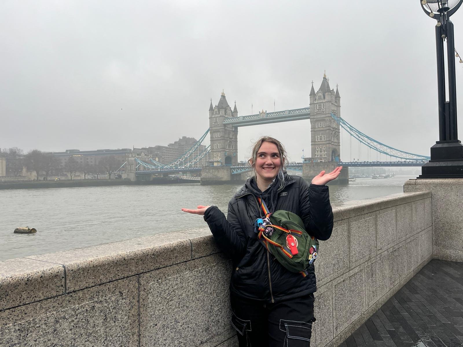 A photo of me in front of the Tower Bridge in London