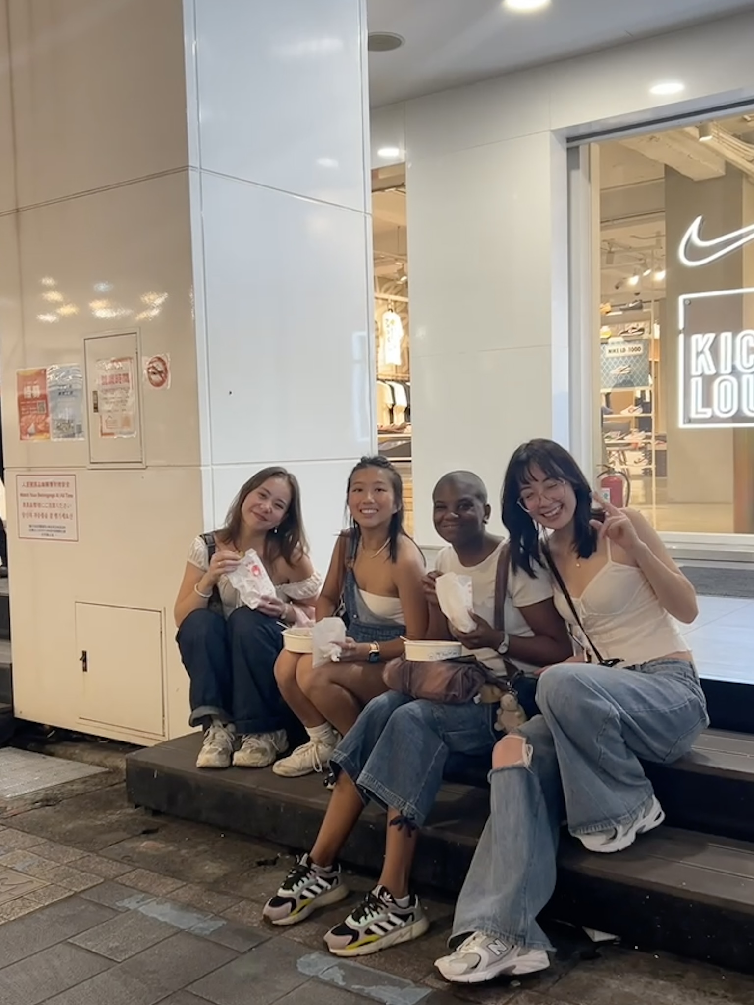 Best friends at a night market