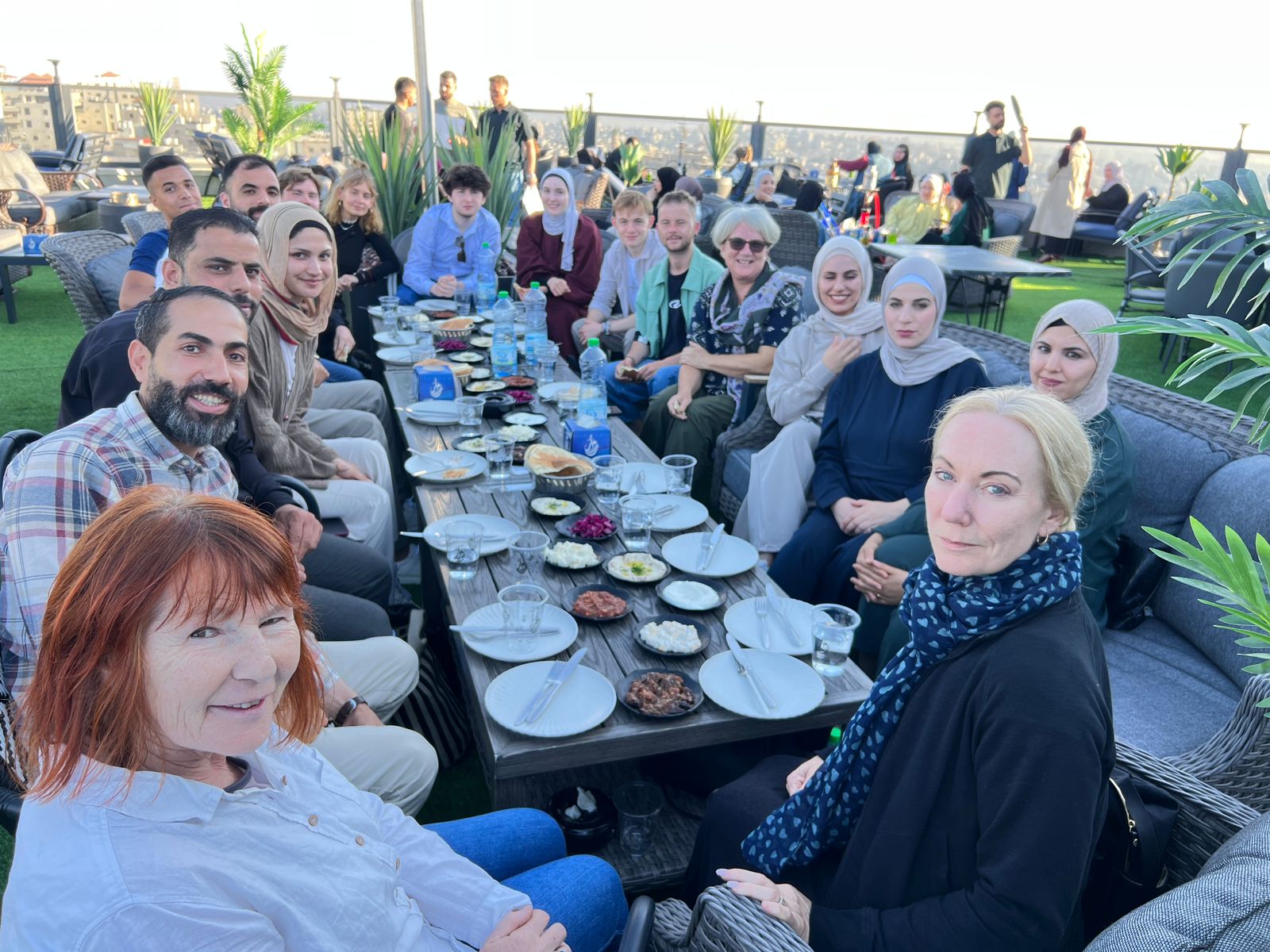 Goodbye dinner at a rooftop resturant in Hebron