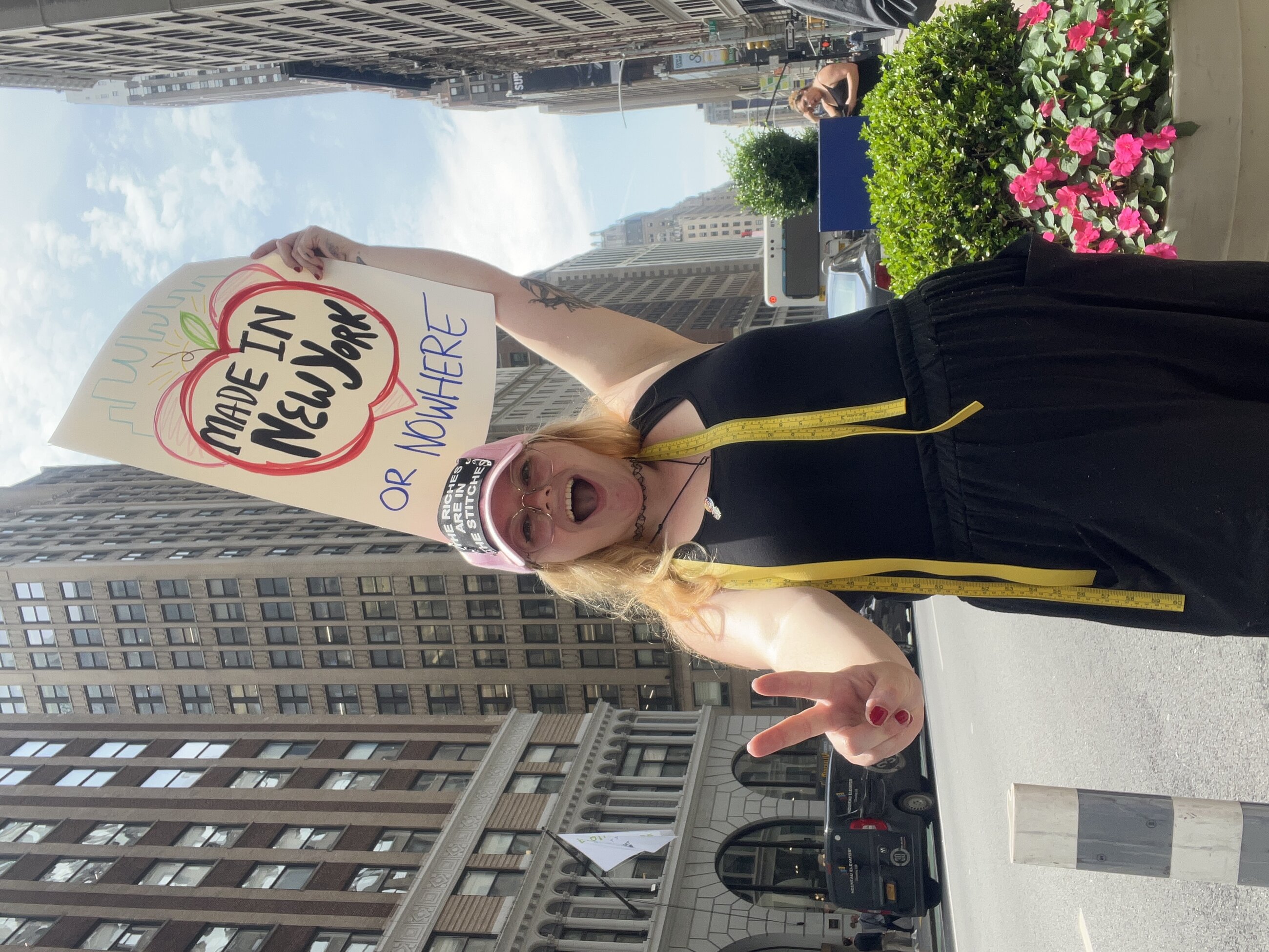 I rallied for the Garment District in Times Square during my AIFS internship 