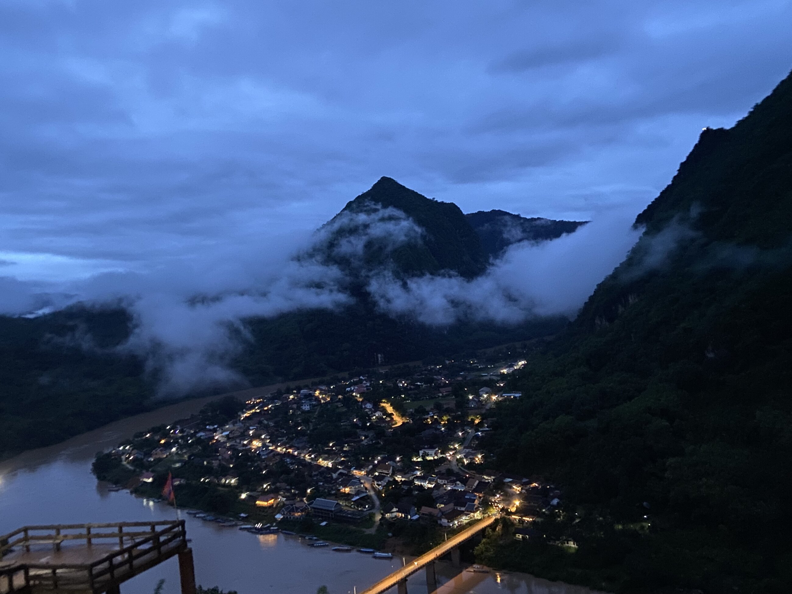 Nighttime view from mountain in Nong Khiaw