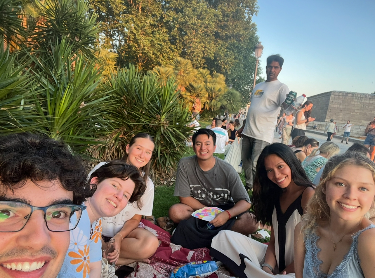Picnic at Templo de Debod with TIG interns. Special guest appearance by a street vendor.
