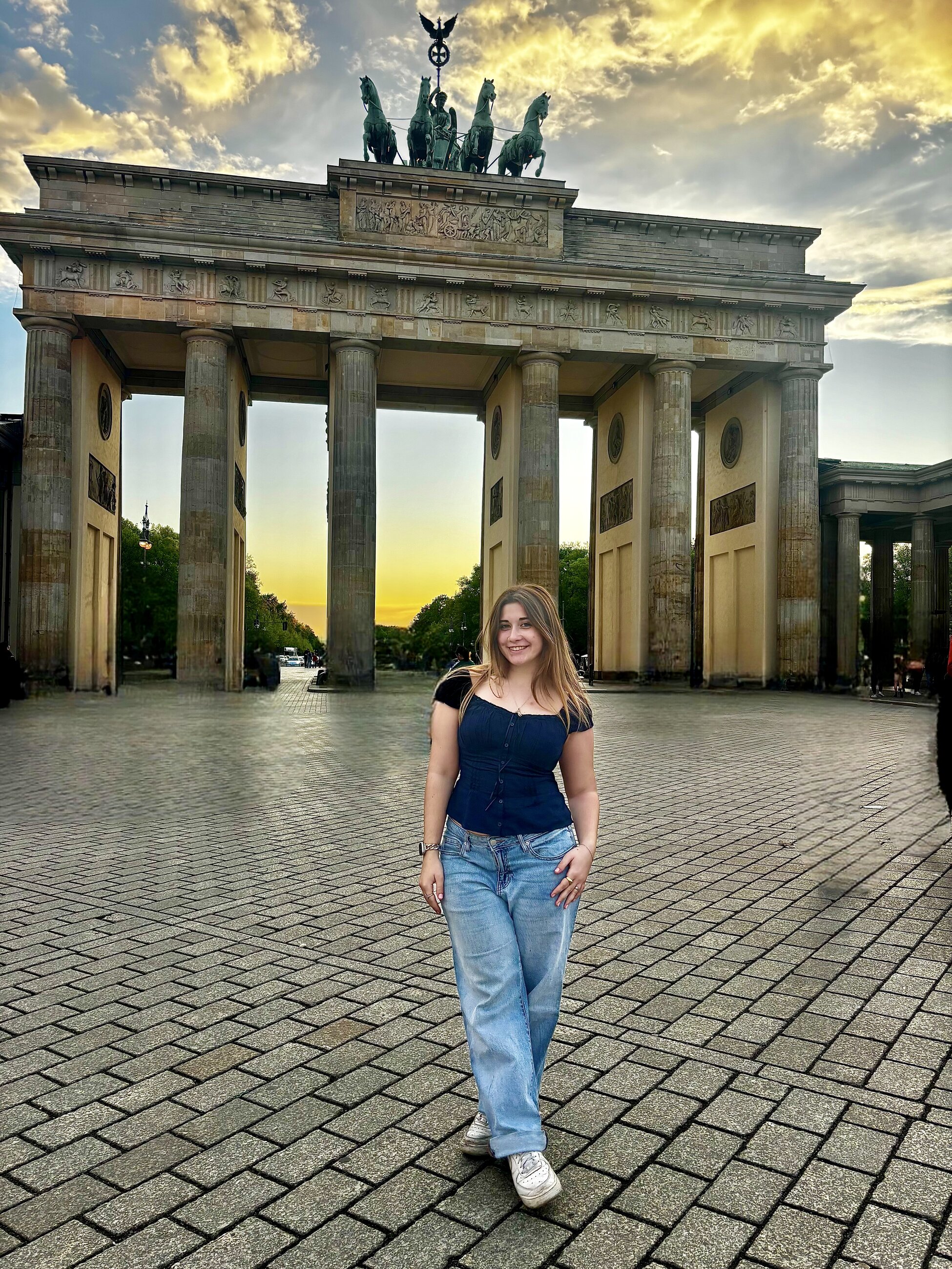 Ainsley Braun infront of the Brandenburg Gate, April 2025