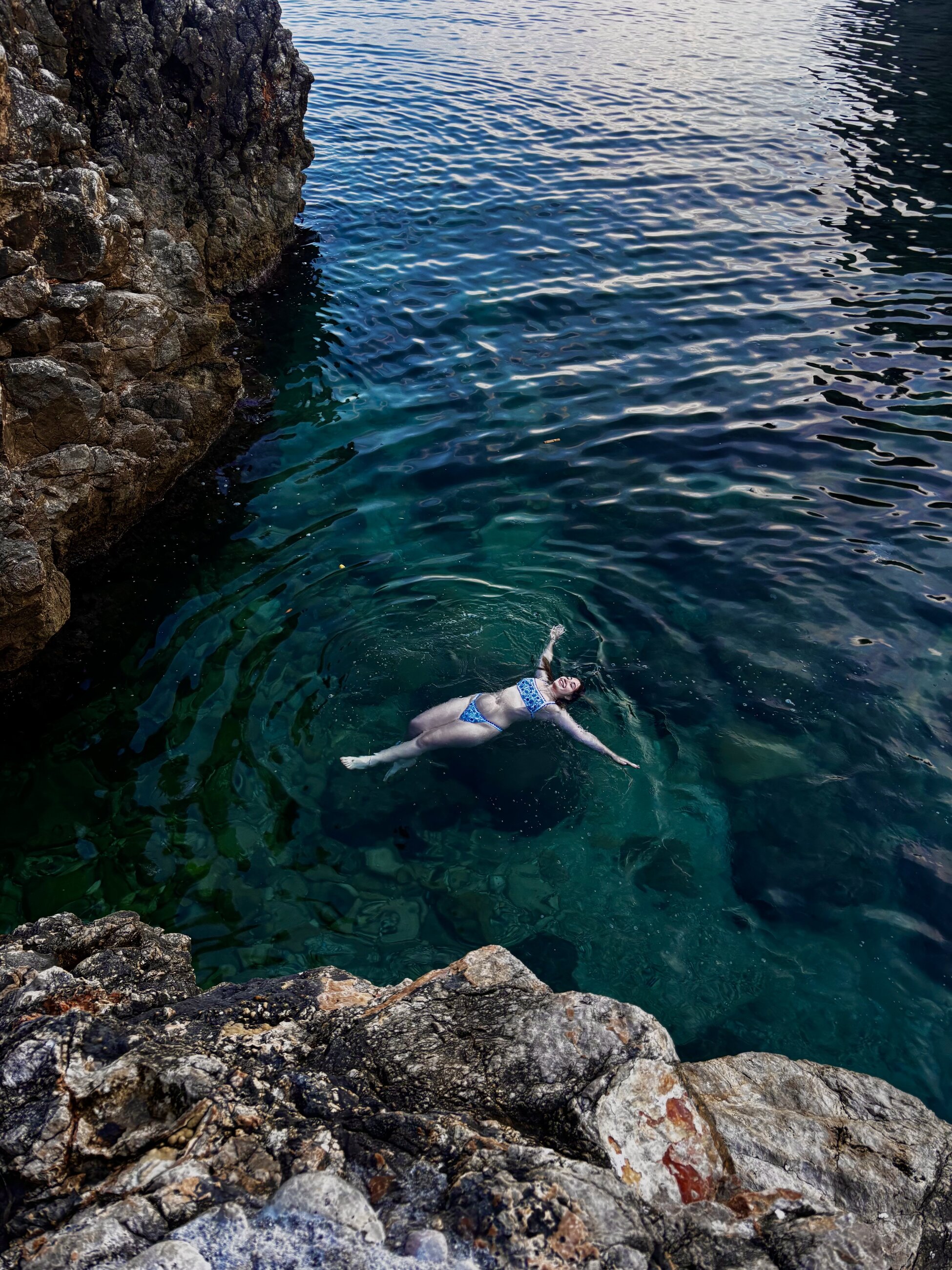 Ainsley Braun swimming in Dubrovnik, Croatia, April 2025 
