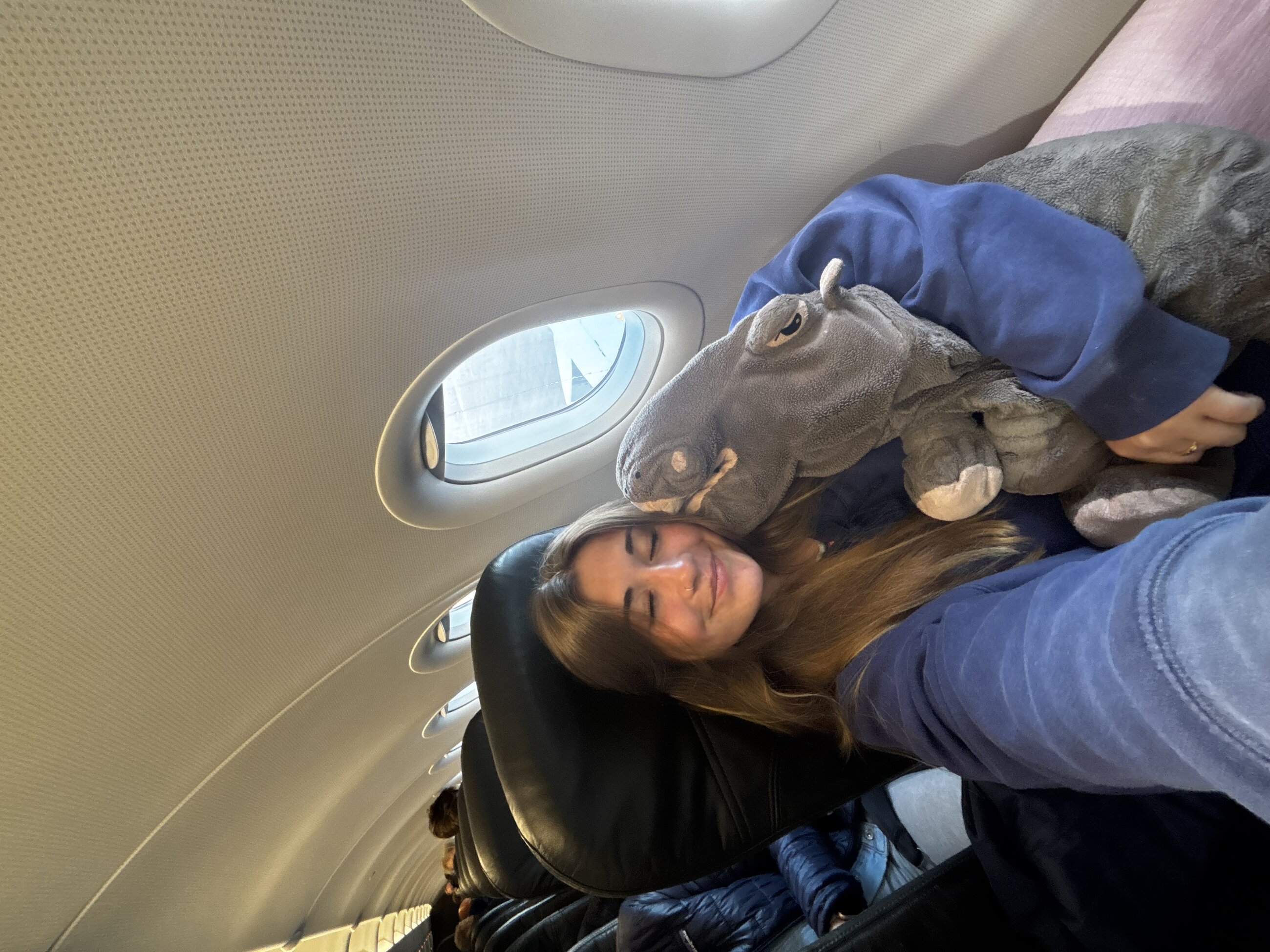 Ainsley Braun on an airplane flying from Berlin, Germany to Maryland, United States, June 2025 