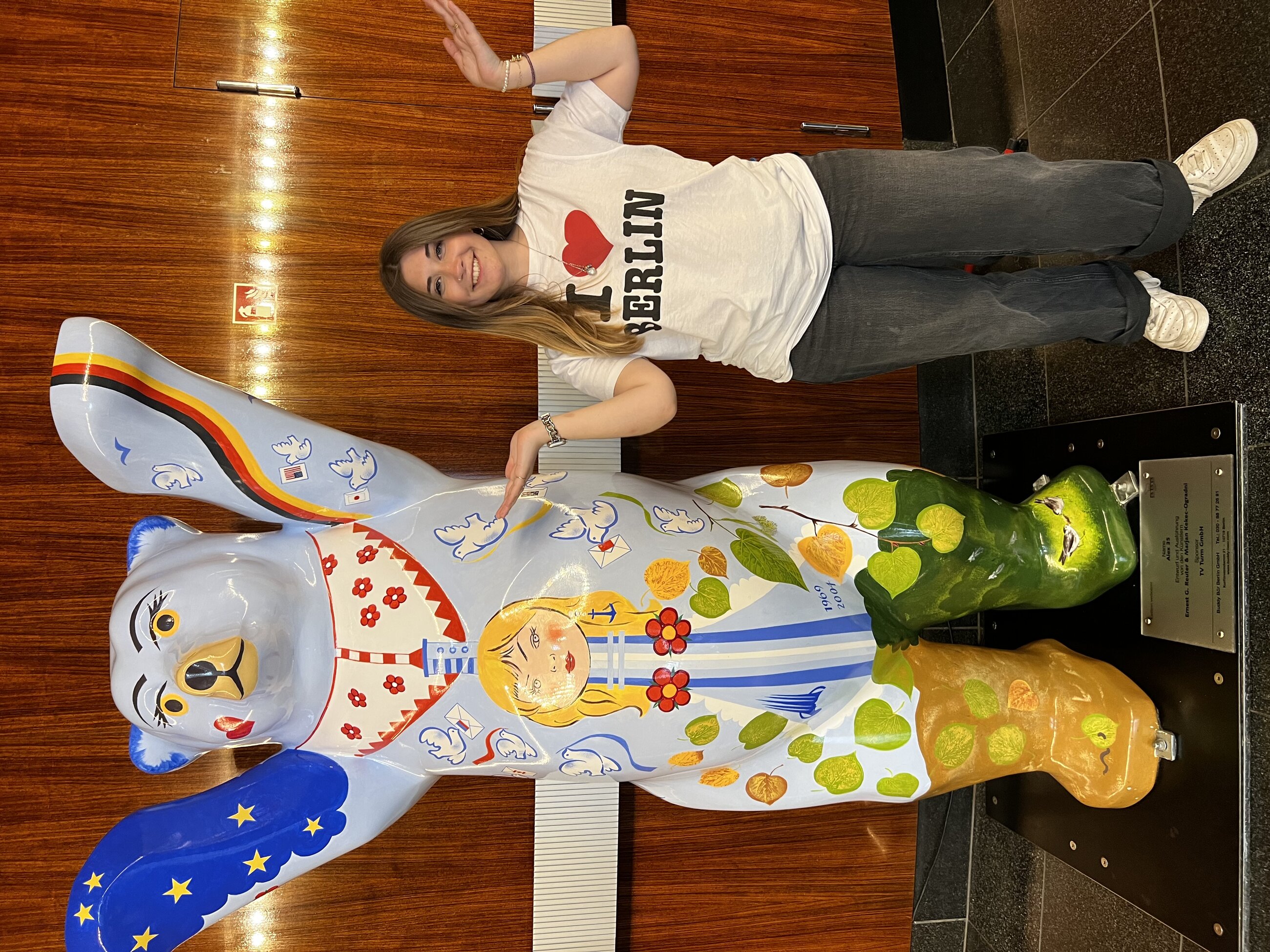 Ainsley Braun with a Berlin Buddy Bear, May 2025 