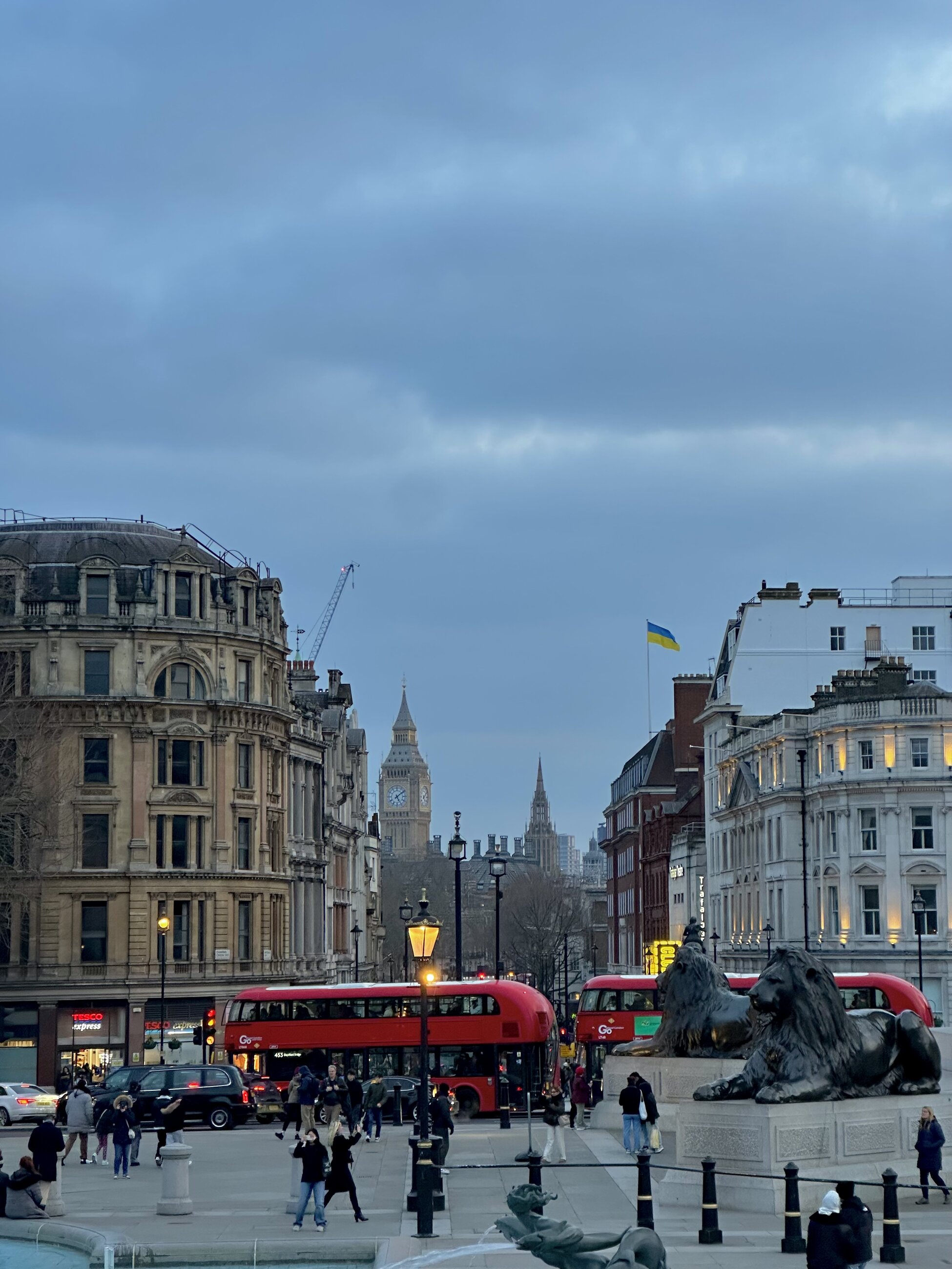 The view from my favorite spot, Trafalgar Square.