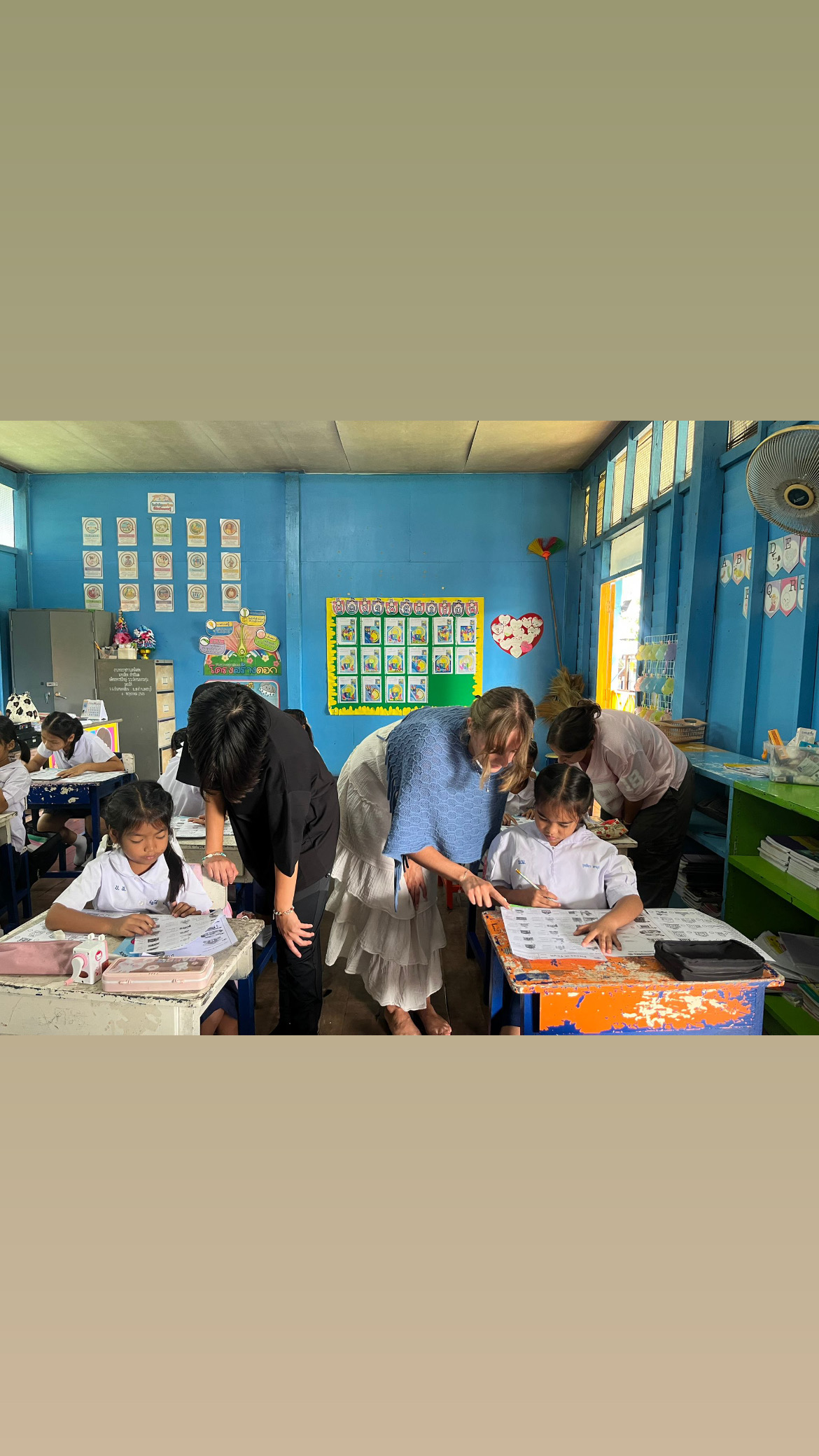 My japanese collague and I teaching a 1st grade class.