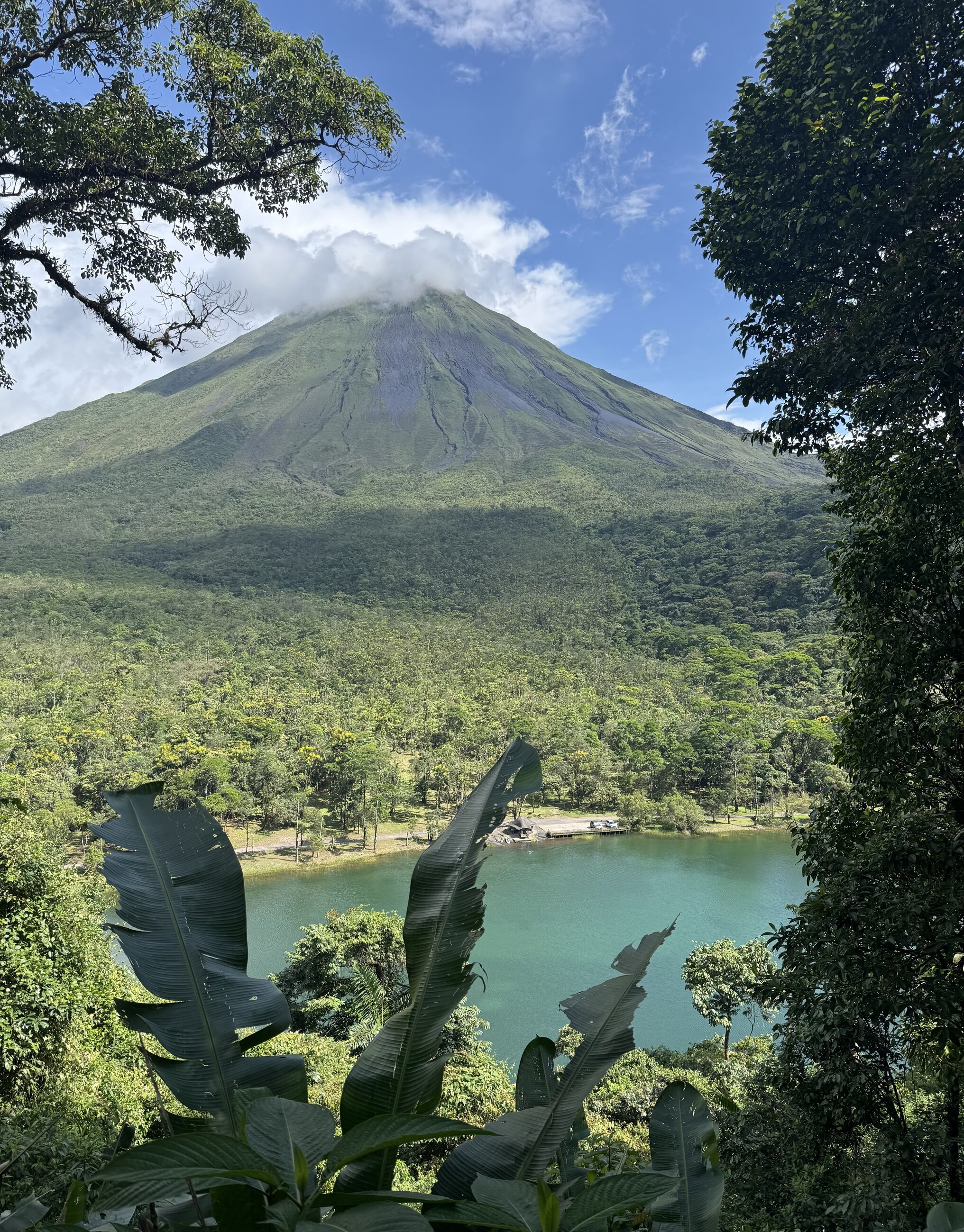 Arenal, located on the West side of Costa Rica, is an active volcano that looms over the border between Guanacaste and Alajuela, two out of the country's seven provinces. Looking over the nearby lake with the volcano in the background makes for an unforgettable sight and fantastic photo opportunity.