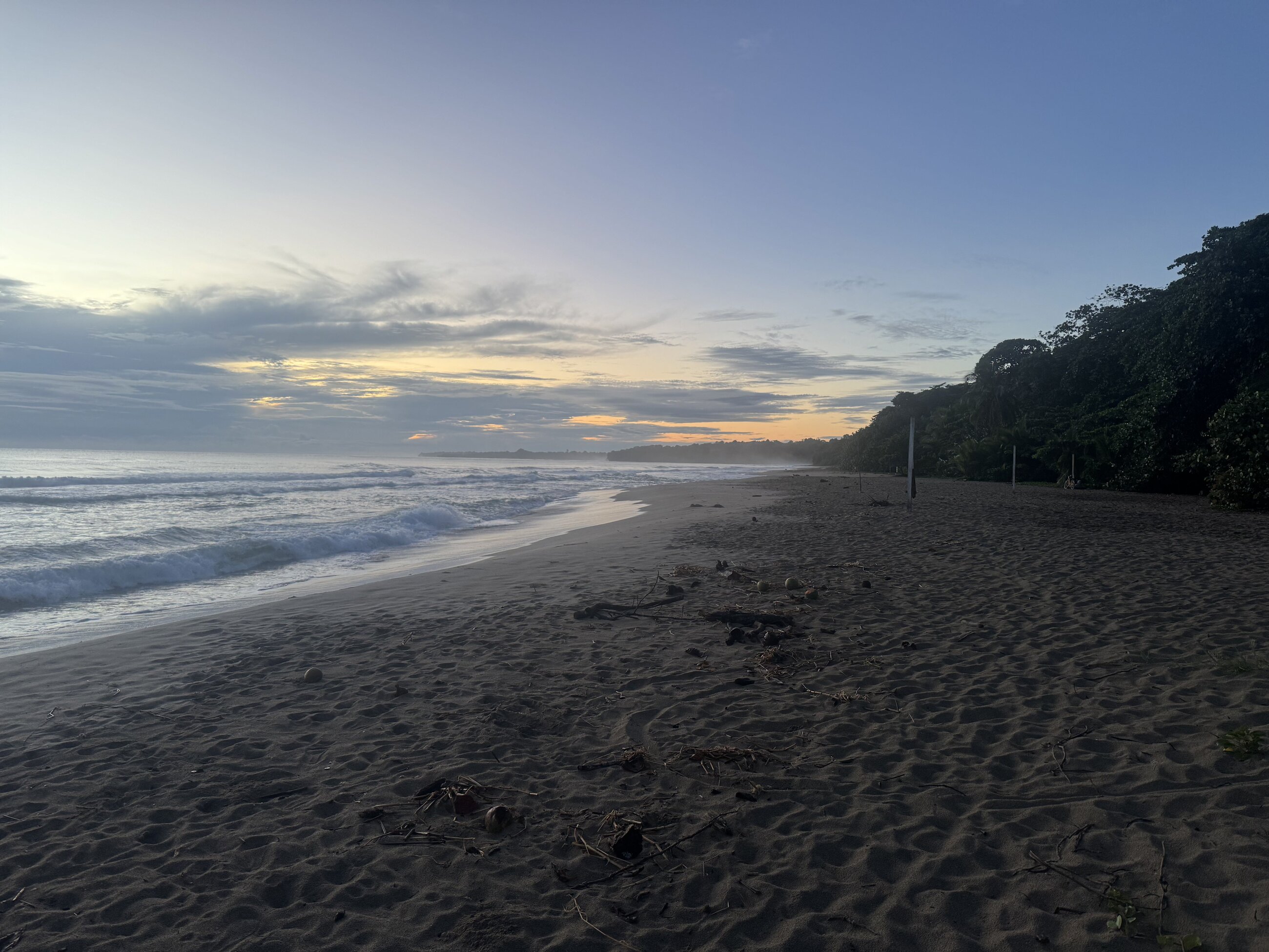 The sunrise on the Atlantic Ocean, captured at around 5:20am on Playa Cocles in Puerto Viejo de Talamanca, Costa Rica.