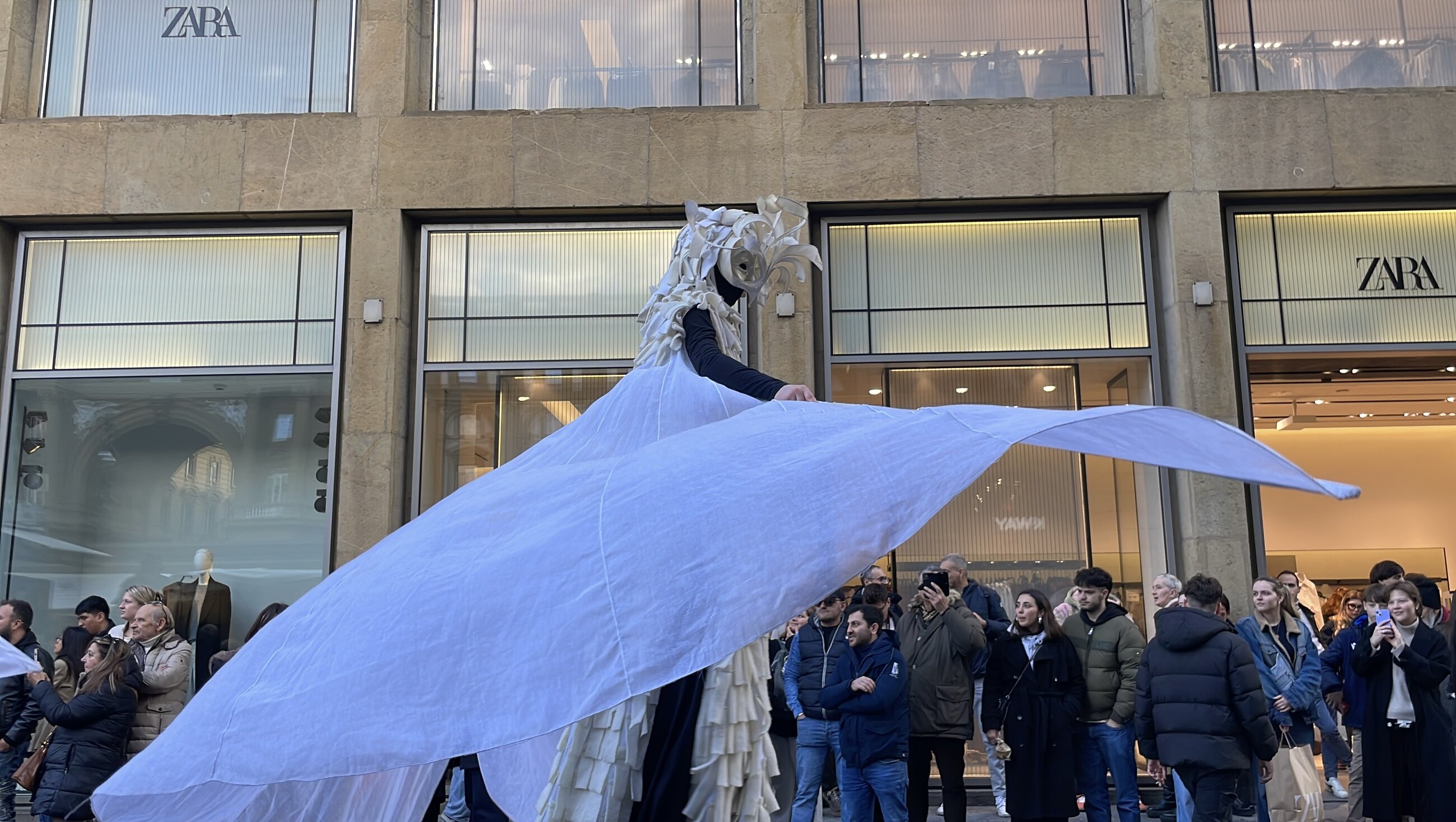 A person dressed up for Florence's Carnivale
