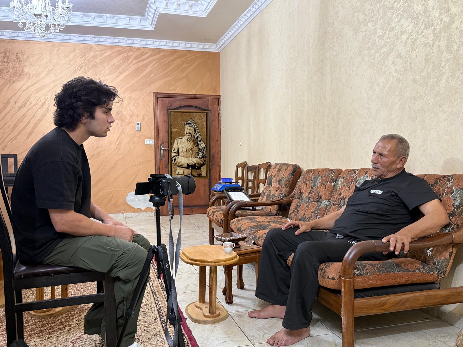 Interviewing the mayor of Qusra