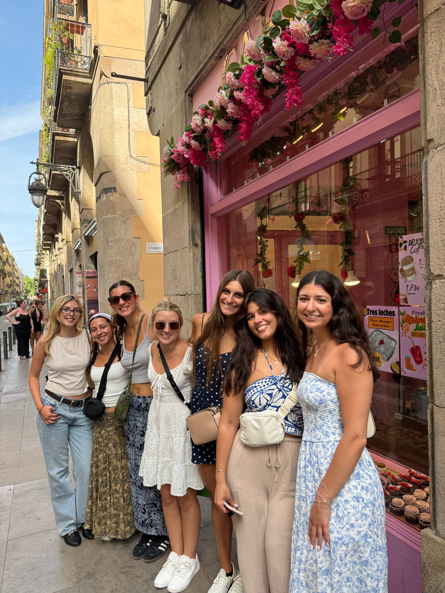 Me and my friends and roomies, walking around the Gothic Square in Barcelona