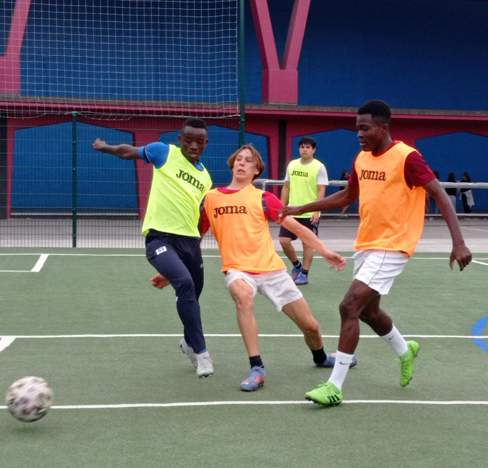 playing football