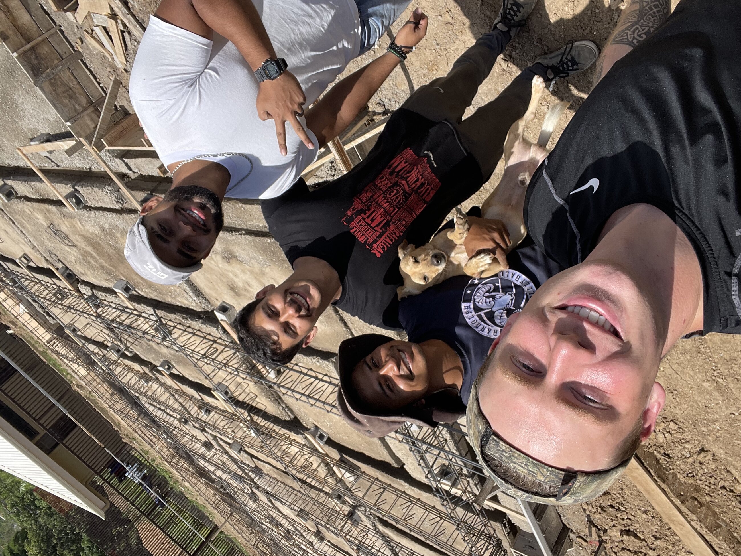 Volunteers and local workers