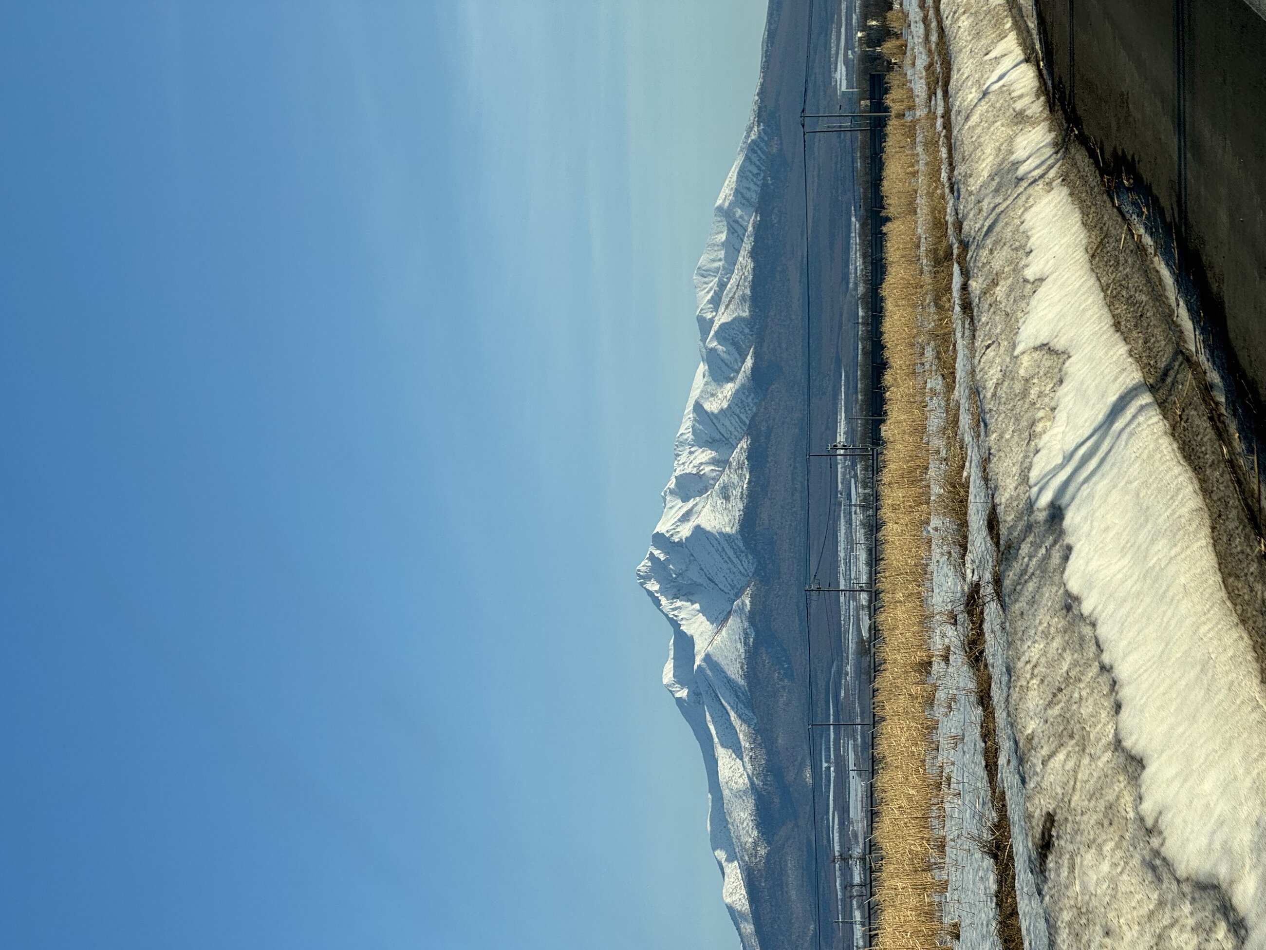 Snowy views of Mt. Shari