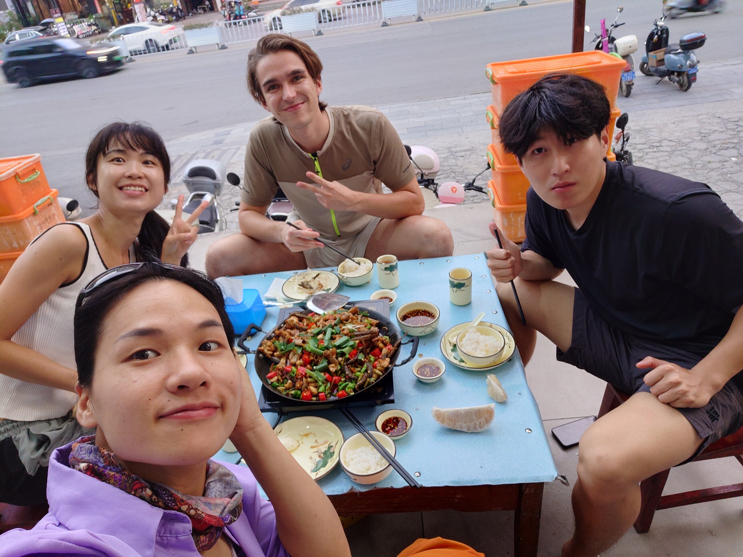 Typical dish with local friends after climbing