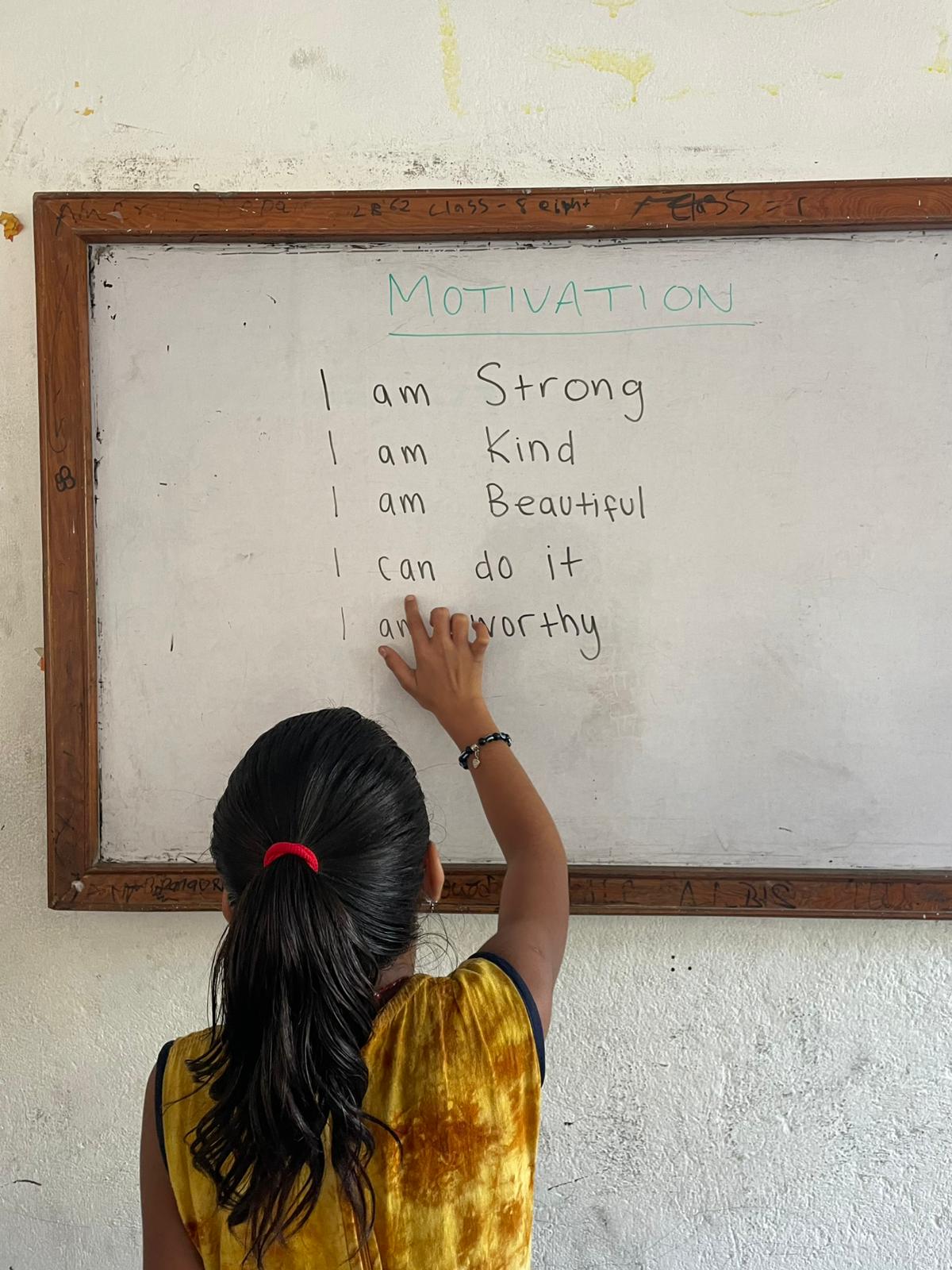 Apita reading out motivational statements