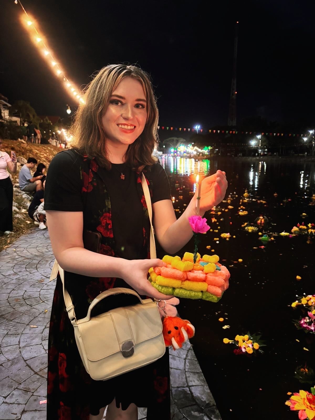Me on Loy Krathong, putting mine in the water
