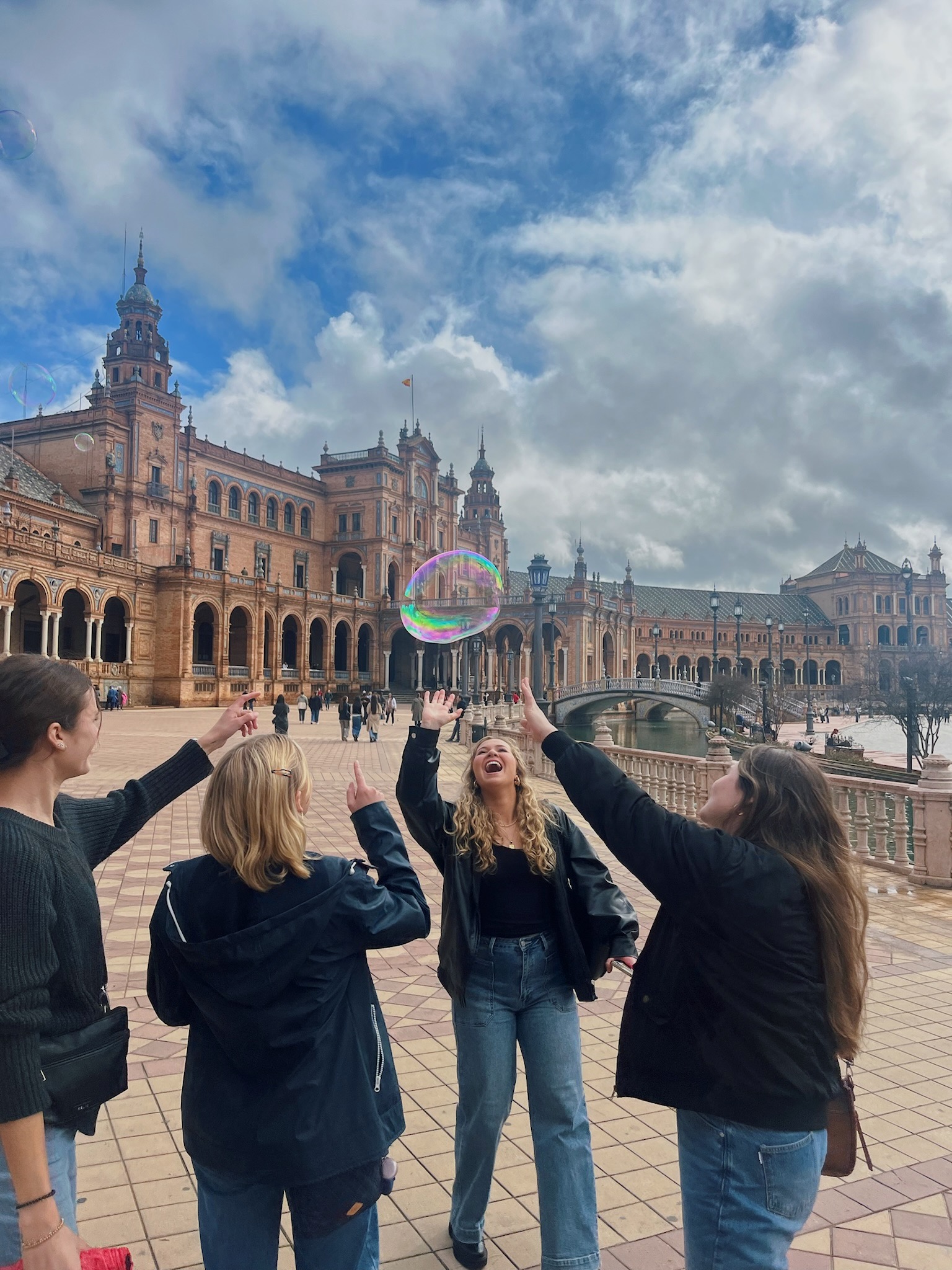 My friends and I at Plaza de España on the first day. 