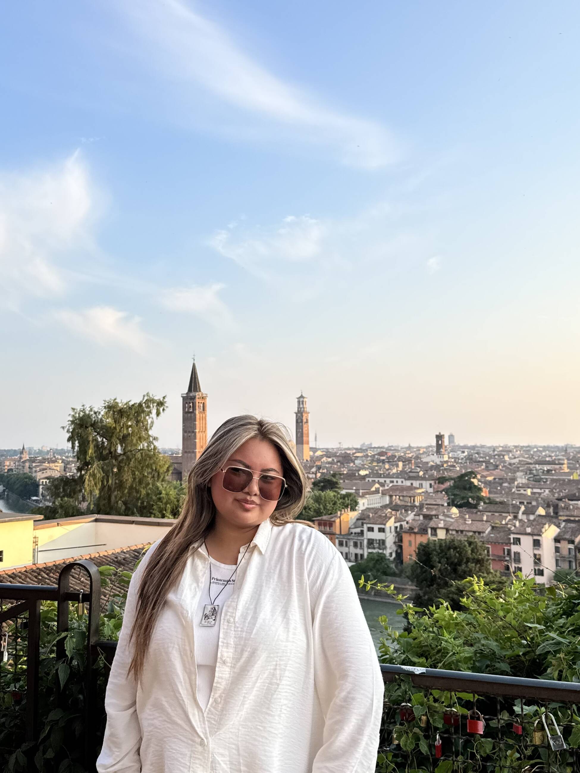 Sunset view overlooking Verona on Castel San Pietro.