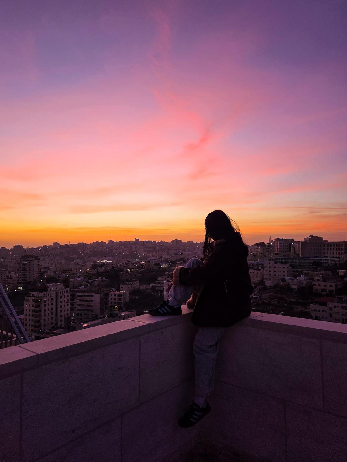 Sunset on the 10th floor of the center's apartment building for the girls
