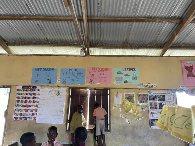 Posters on the wall in class.