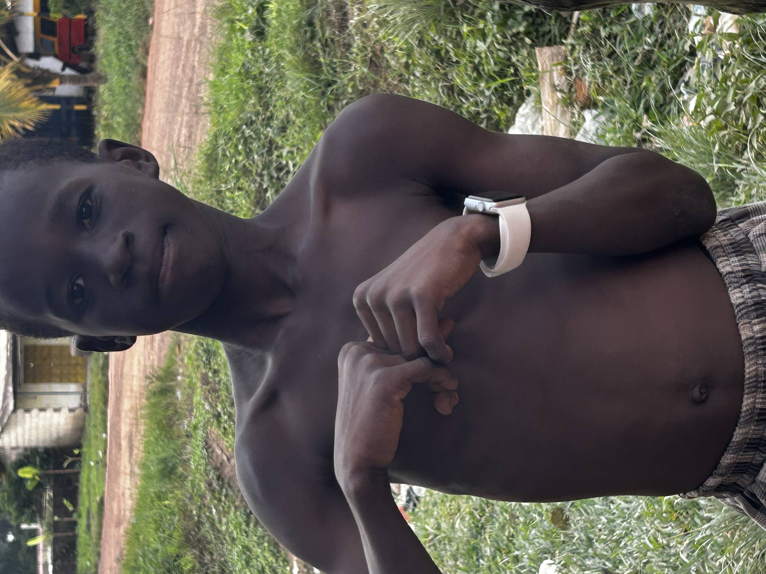 Little Samuel with my Apple Watch running laps around the village ❤️